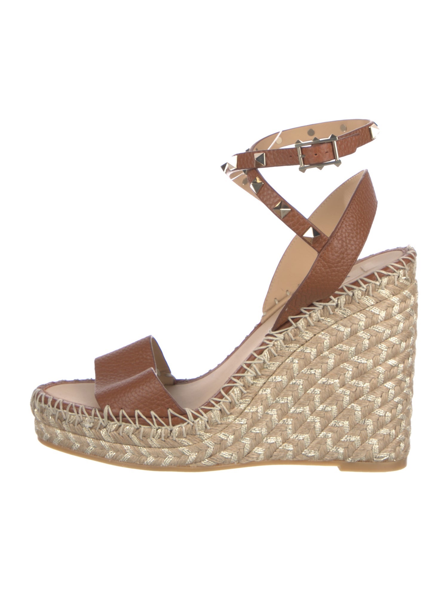 Valentino Rockstud Accents Leather Espadrilles