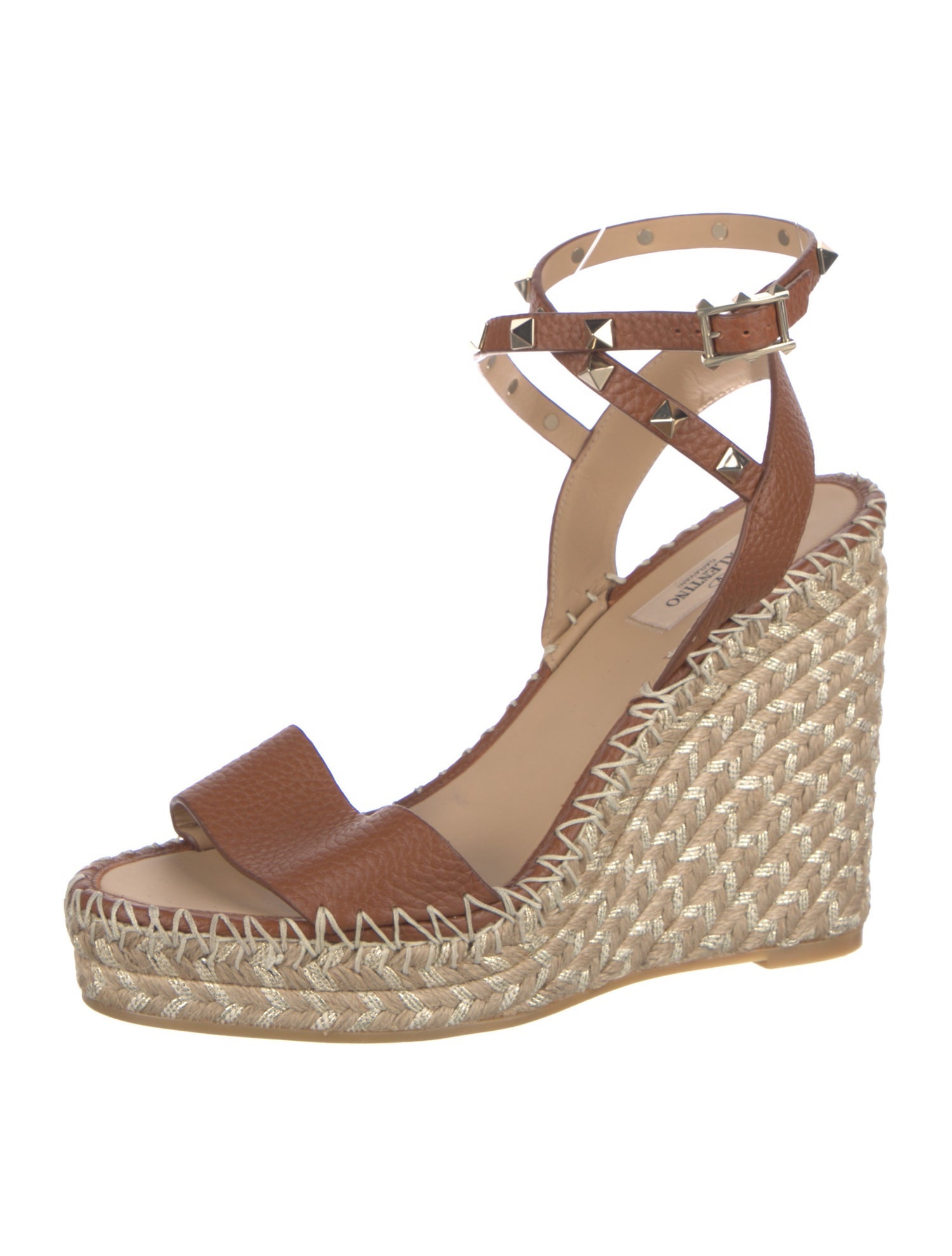 Valentino Rockstud Accents Leather Espadrilles