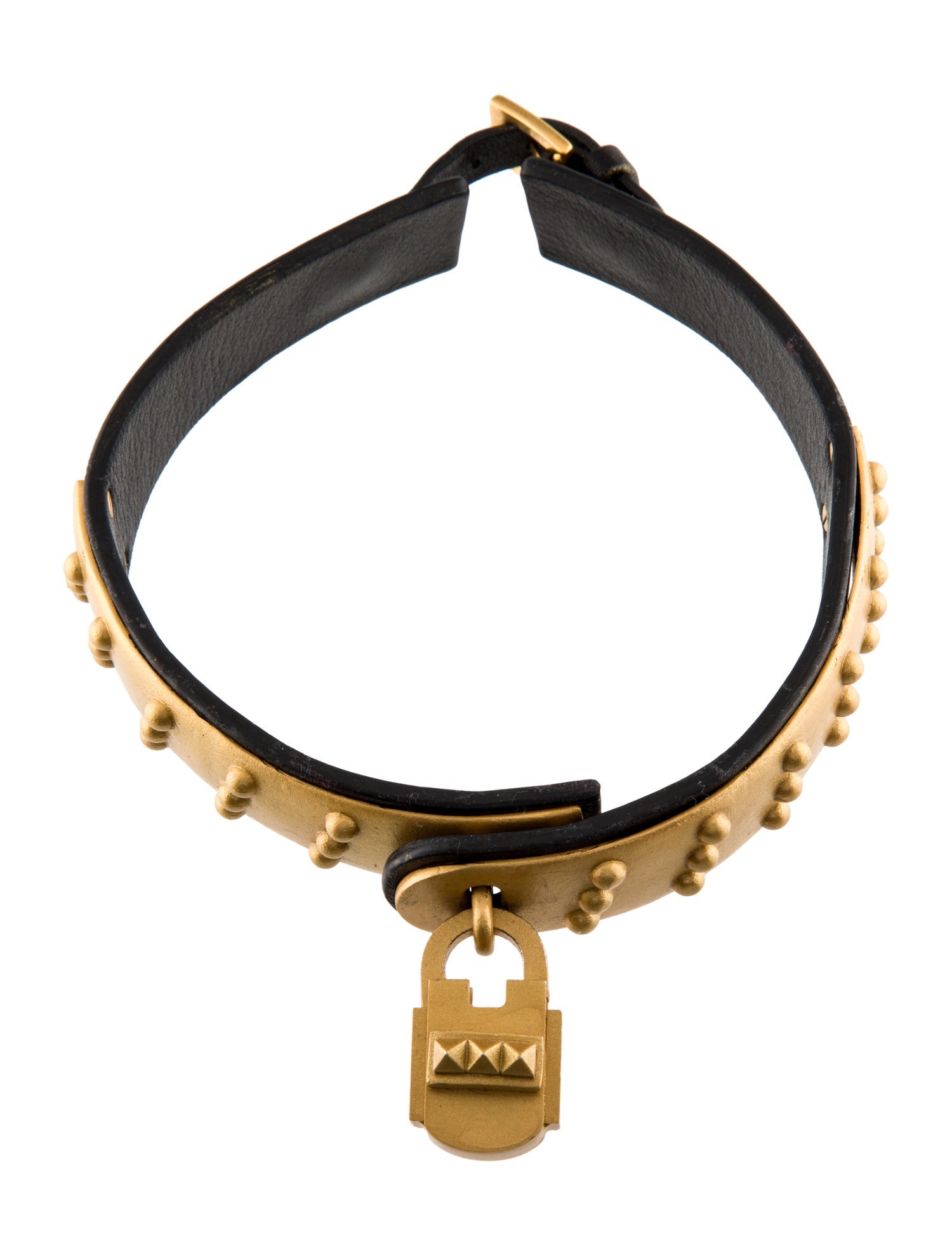 Valentino Leather Padlock Choker Necklace