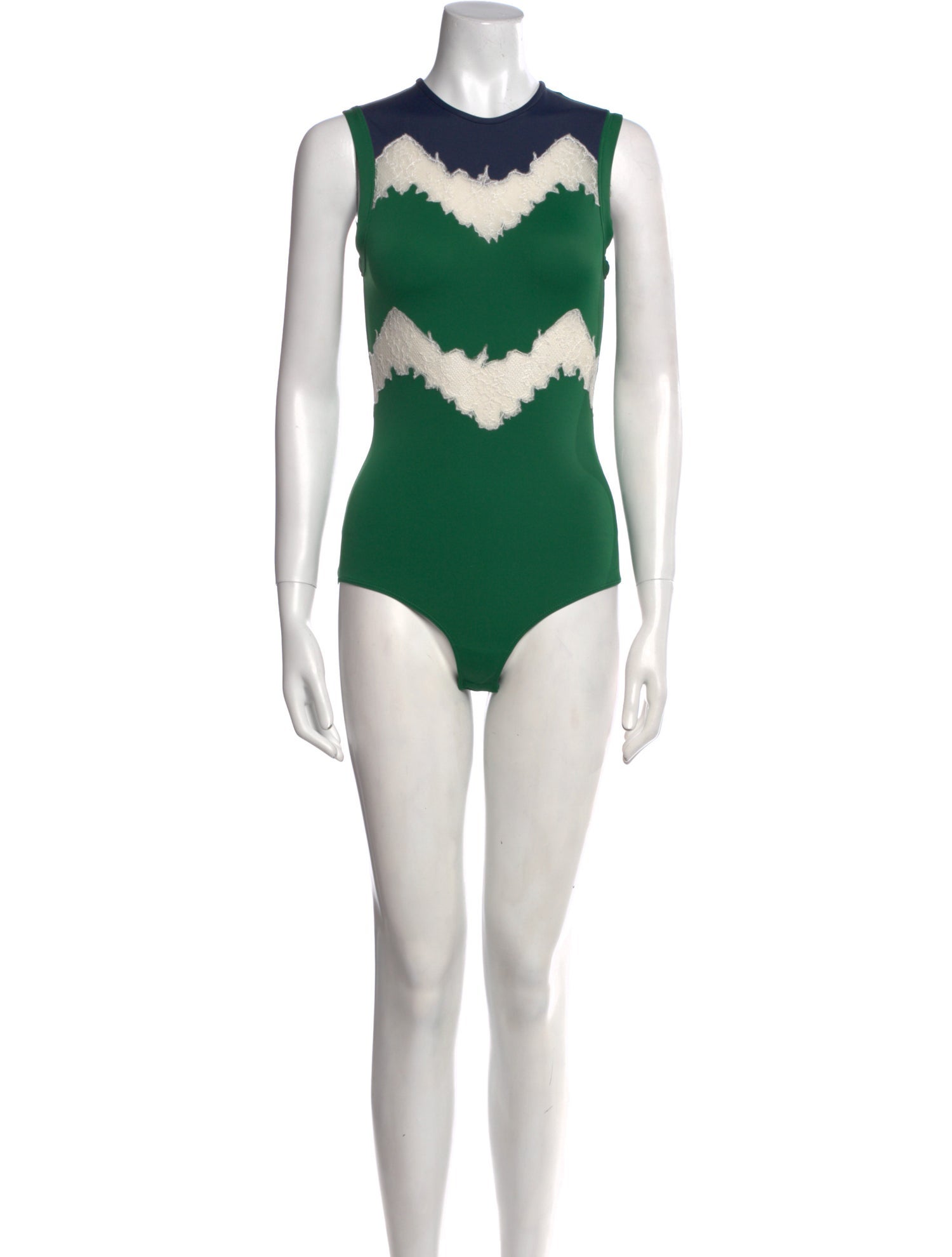 Valentino Nylon Colorblock Pattern Bodysuit