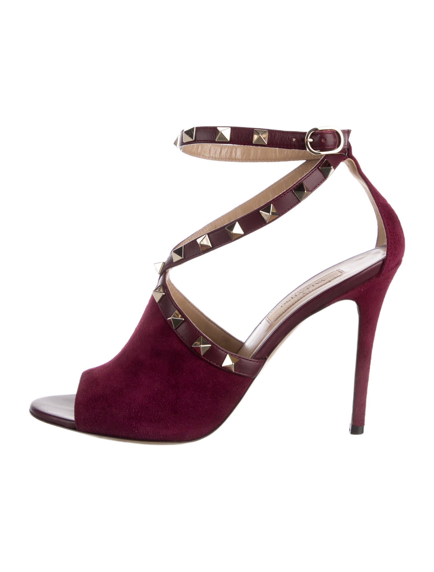 Valentino Rockstud Accents Suede T-Strap Pumps