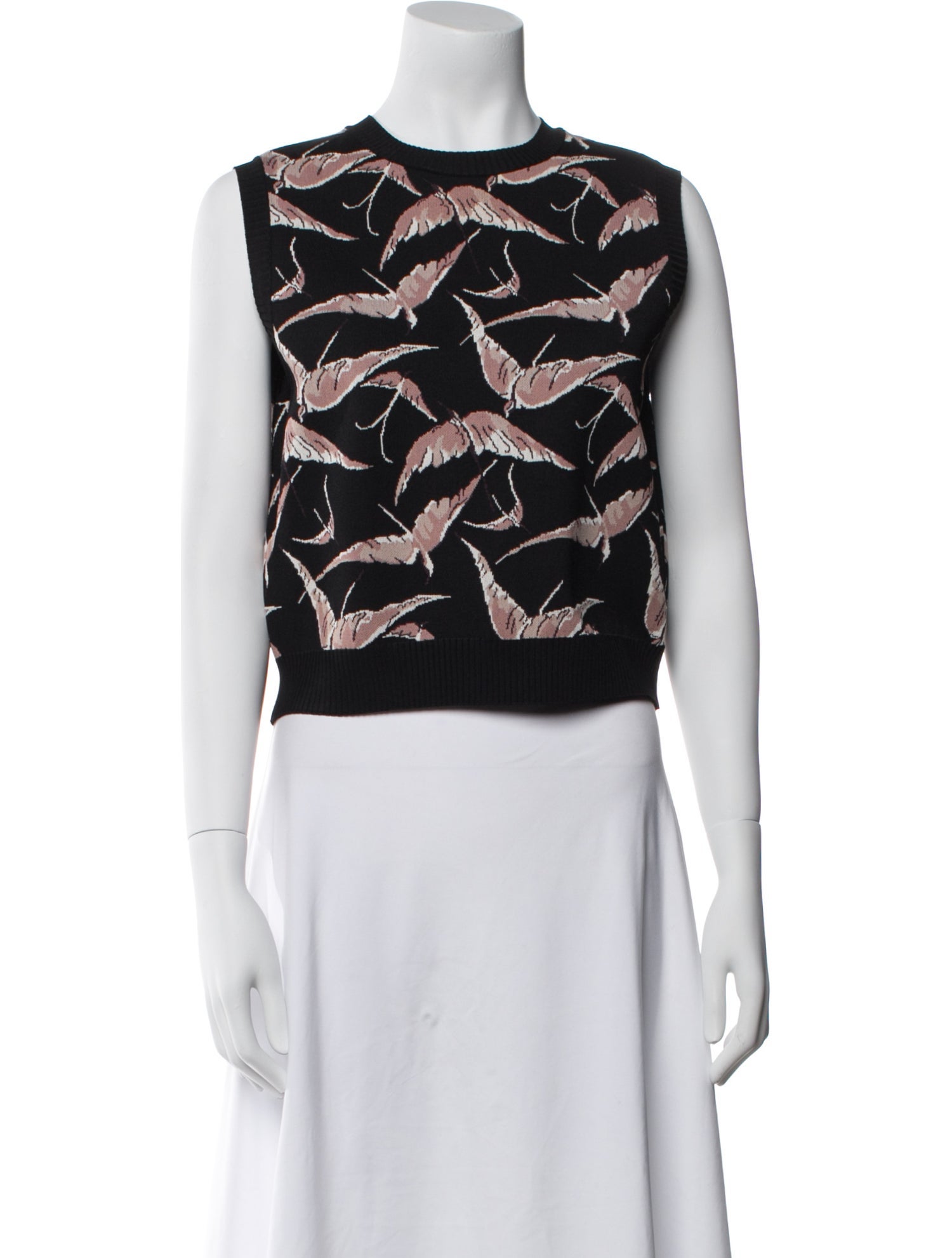 Valentino Printed Crew Neck Crop Top