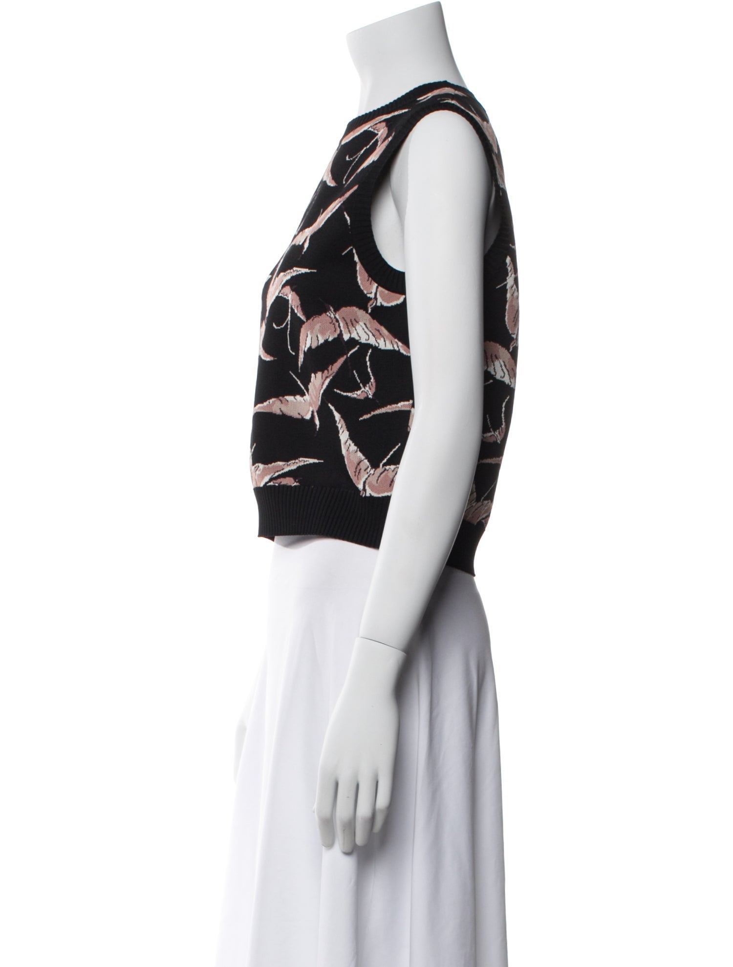 Valentino Printed Crew Neck Crop Top