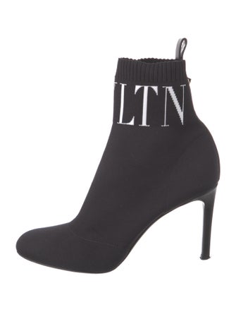 Valentino Rockstud Accents Patterned Sock Boots