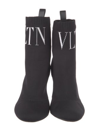Valentino Rockstud Accents Patterned Sock Boots