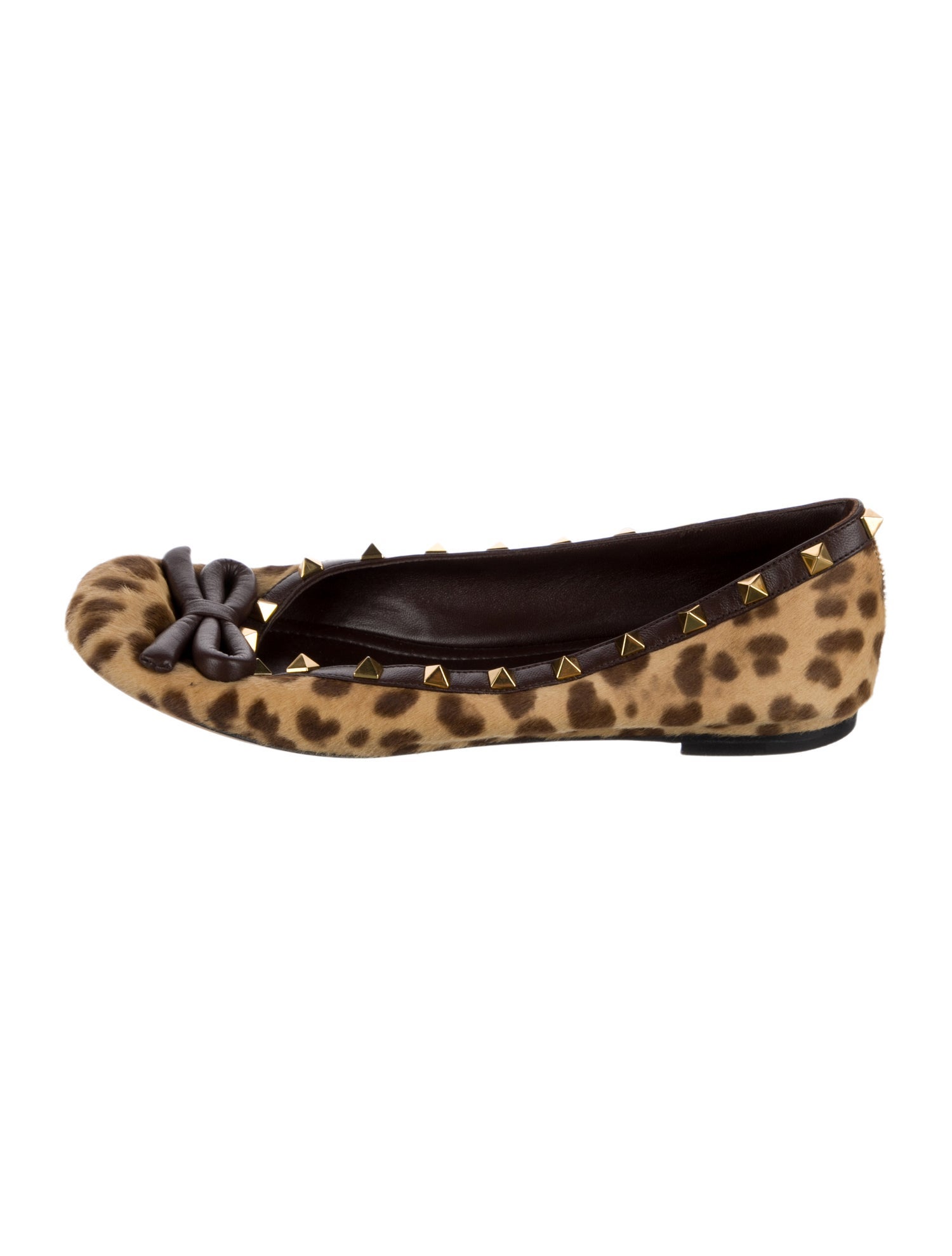 Valentino Rockstud Accents Ponyhair Ballet Flats