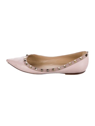 Valentino Rockstud Accents Leather Ballet Flats