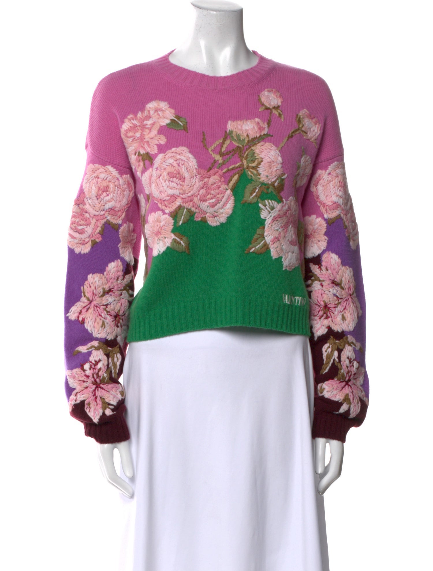 Valentino Virgin Wool Floral Print Sweater