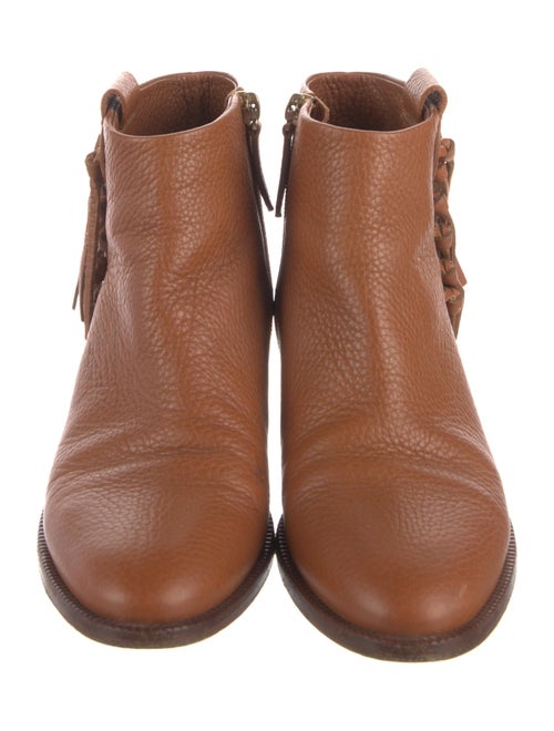 Valentino Leather Fringe Trim Accent Boots