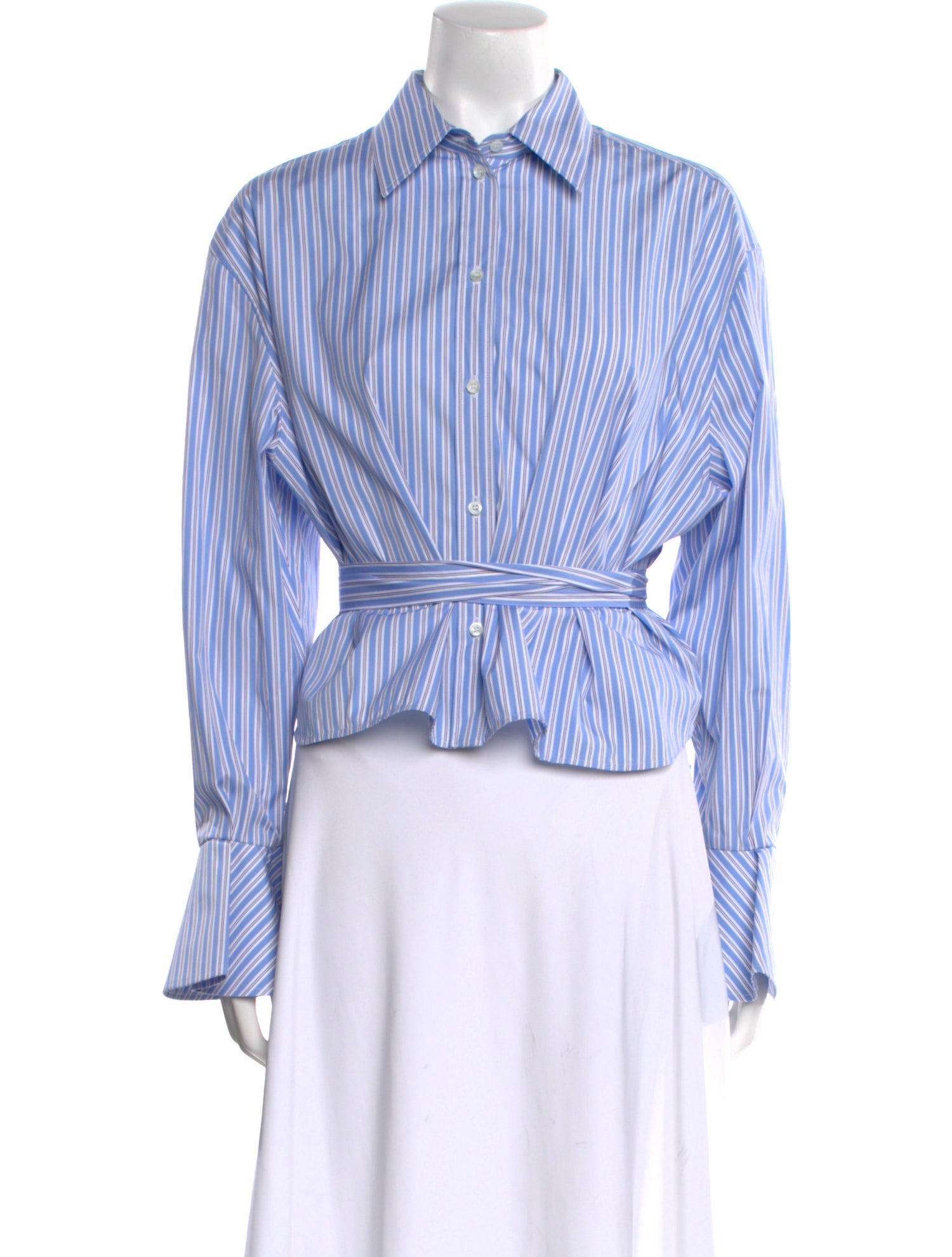 Valentino Striped Long Sleeve Button-Up Top w/ Tags