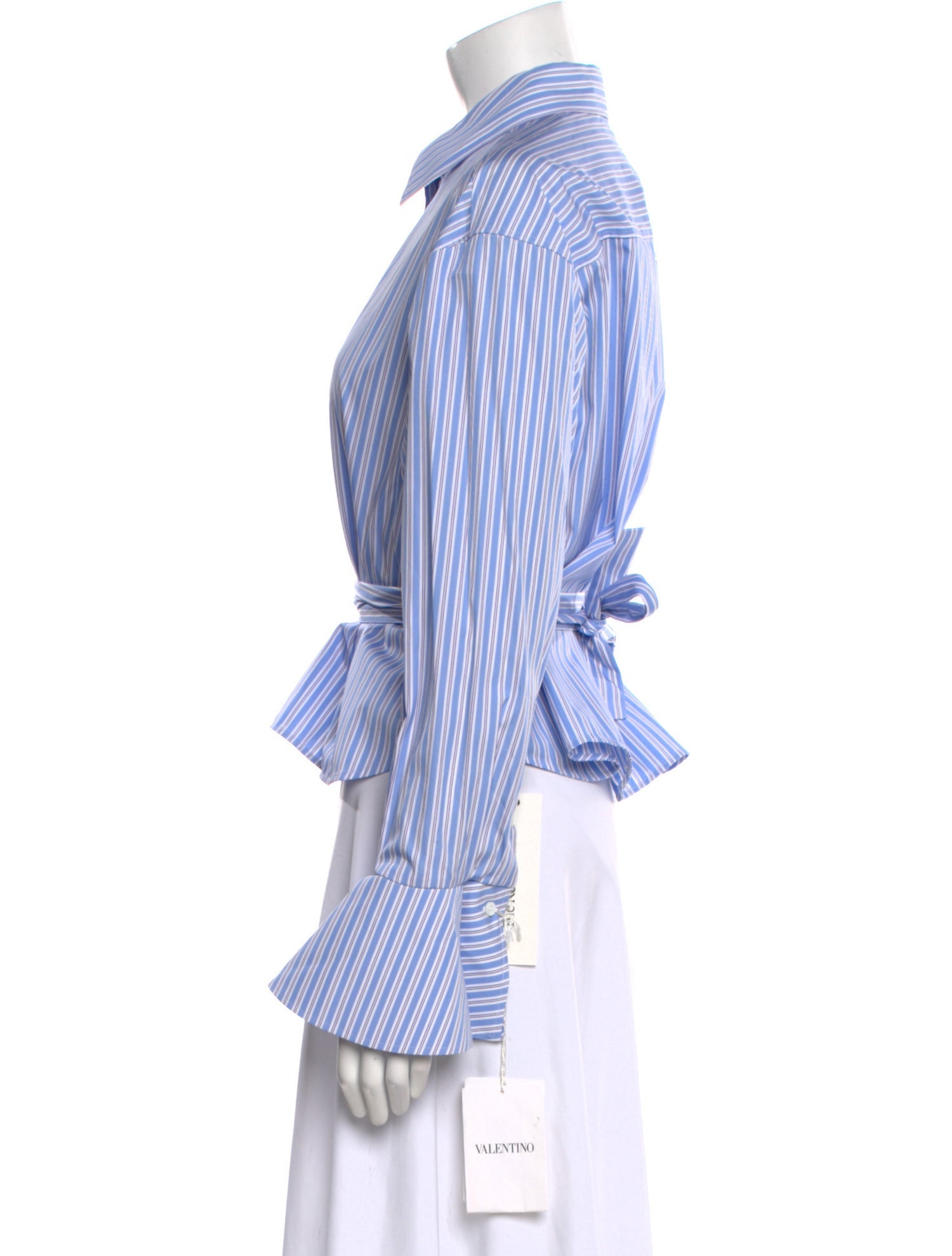 Valentino Striped Long Sleeve Button-Up Top w/ Tags