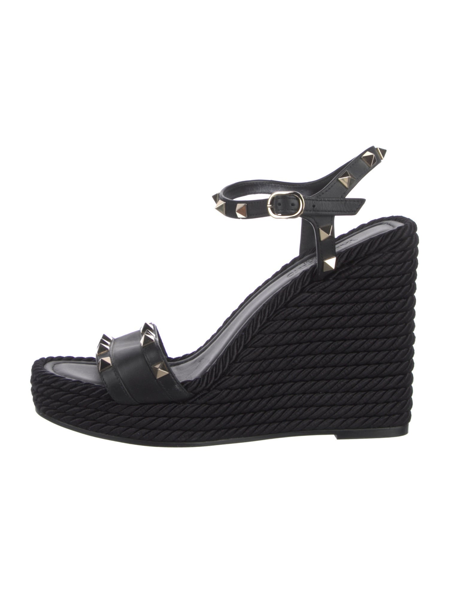 Valentino Rockstud Accents Leather Espadrilles