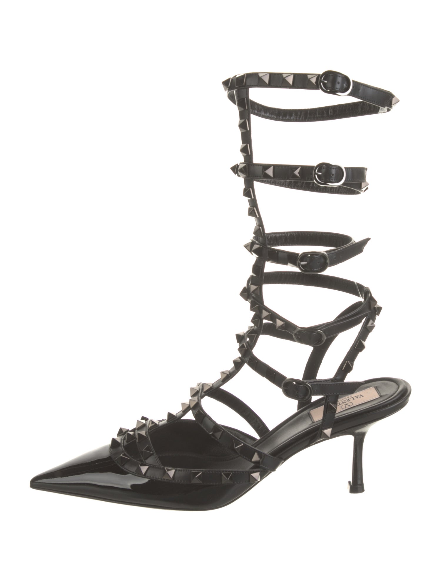 Valentino Rockstud Accents Patent Leather Gladiator Sandals
