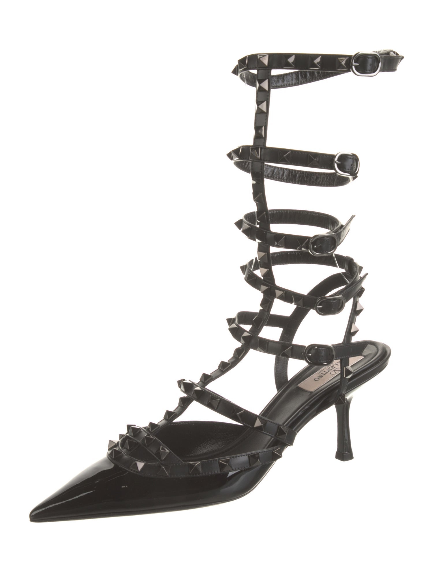 Valentino Rockstud Accents Patent Leather Gladiator Sandals