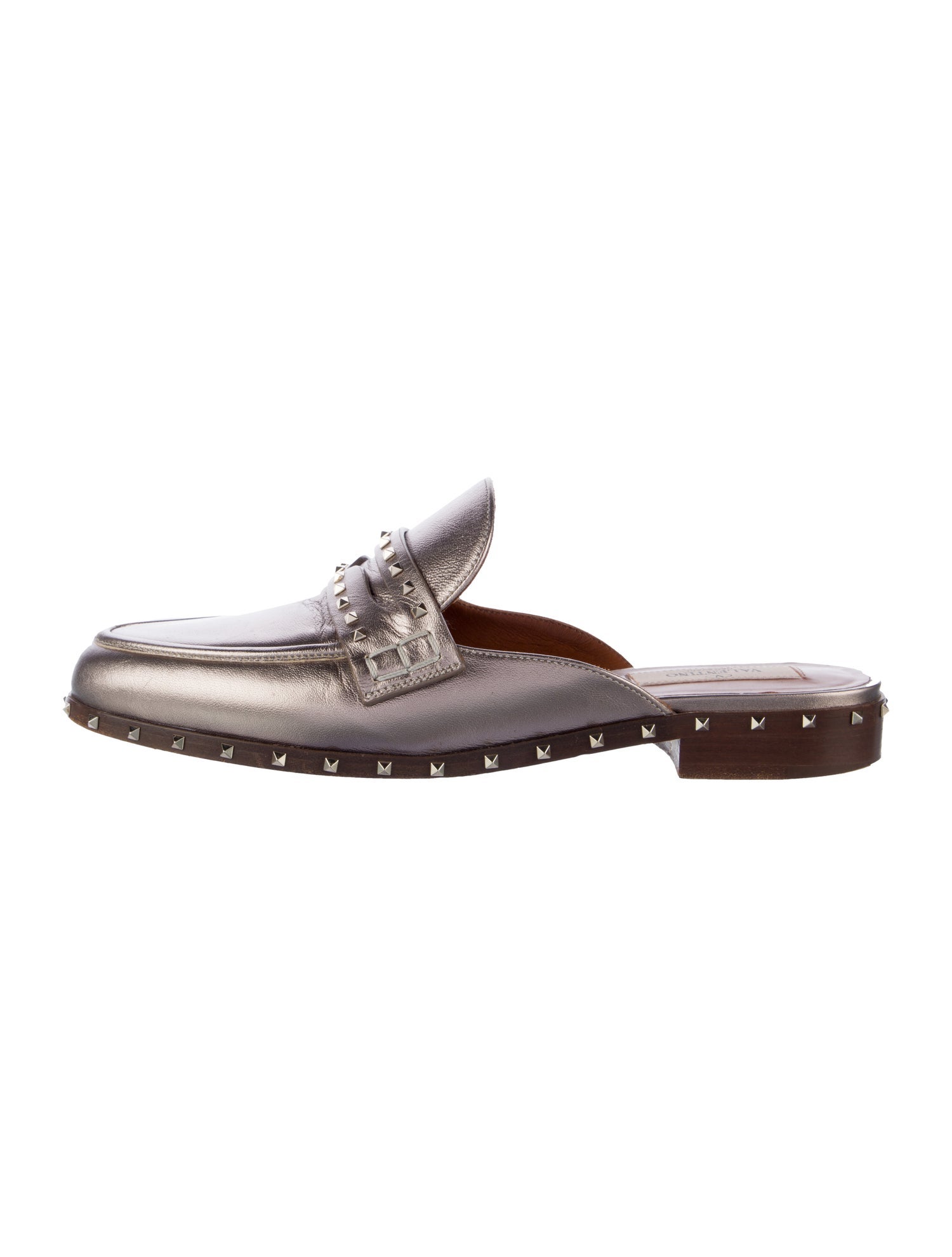 Valentino Rockstud Accents Leather Mules