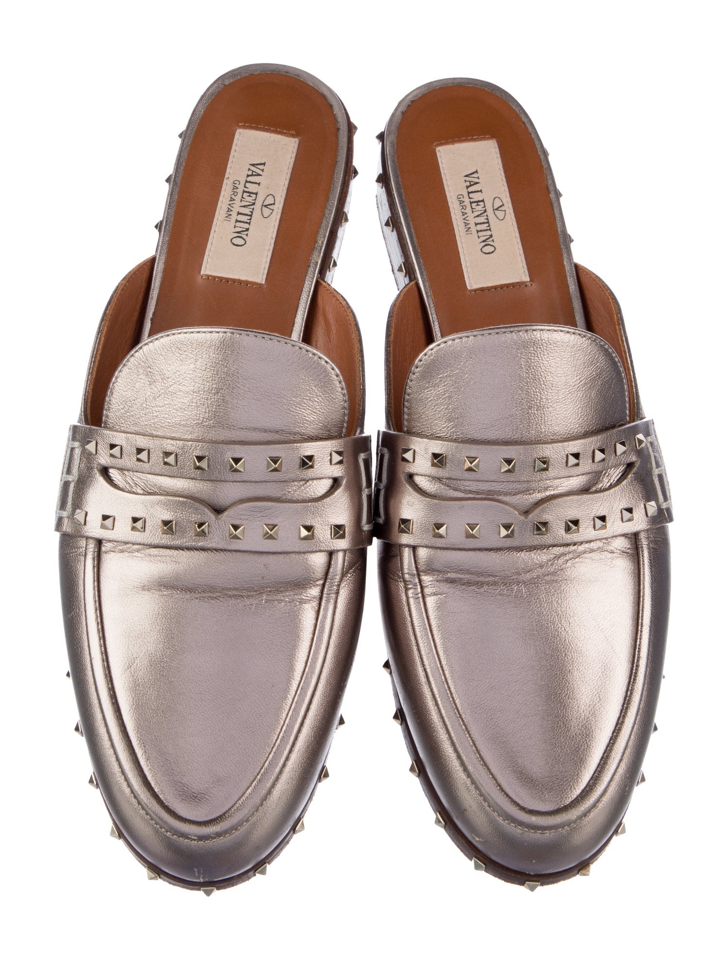 Valentino Rockstud Accents Leather Mules