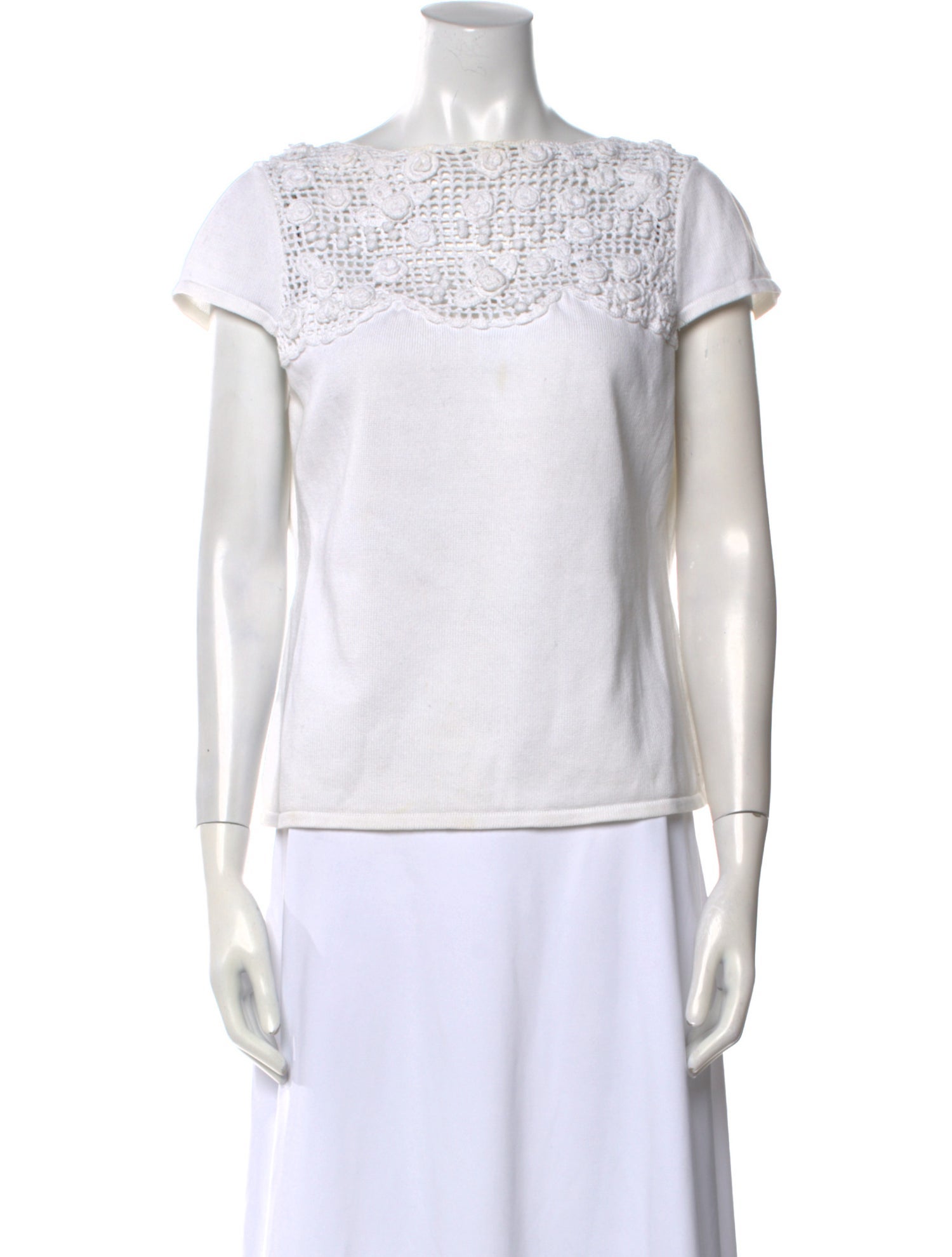 Valentino Bateau Neckline Short Sleeve Top