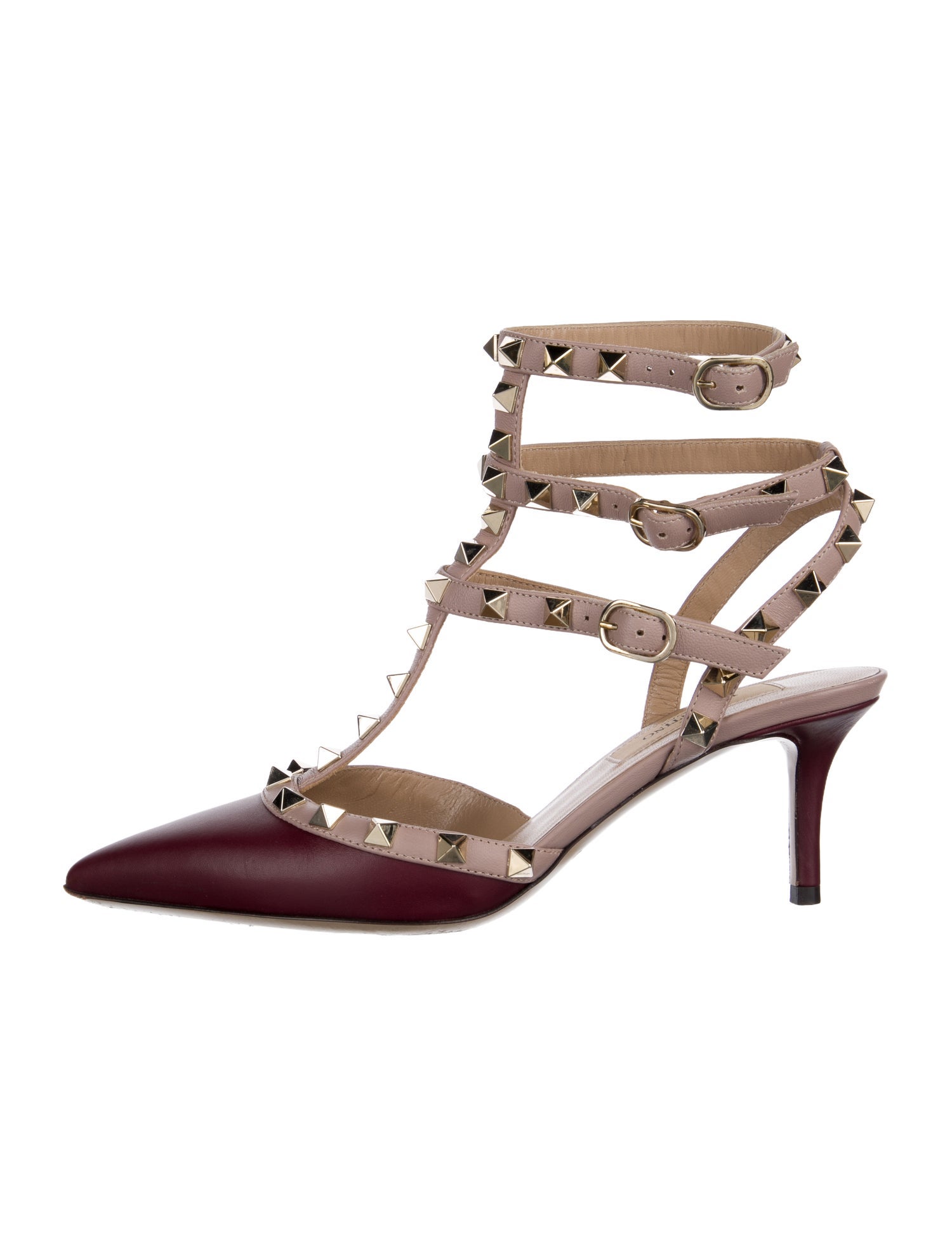 Valentino Rockstud Accents Leather T-Strap Pumps