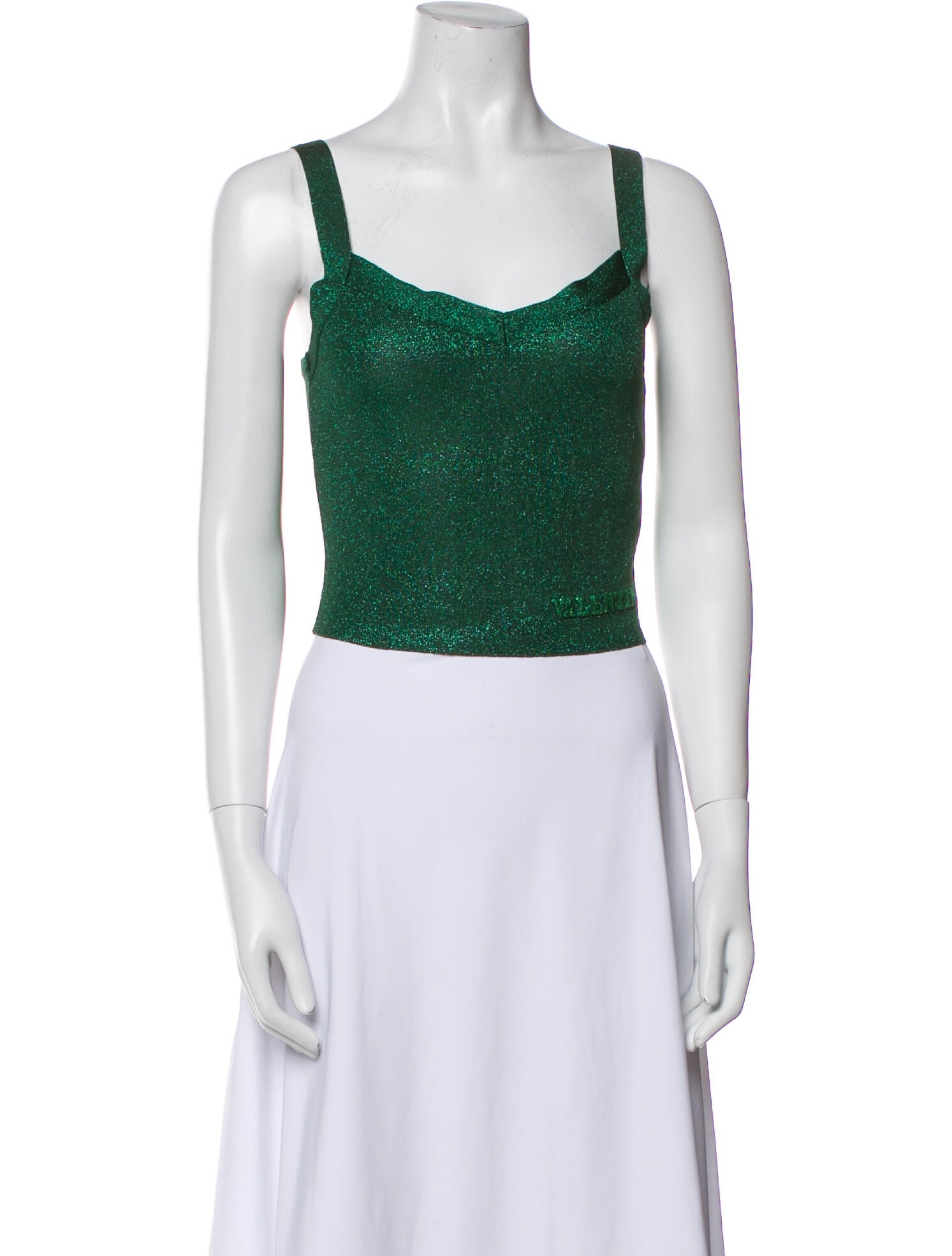 Valentino Square Neckline Sleeveless Crop Top