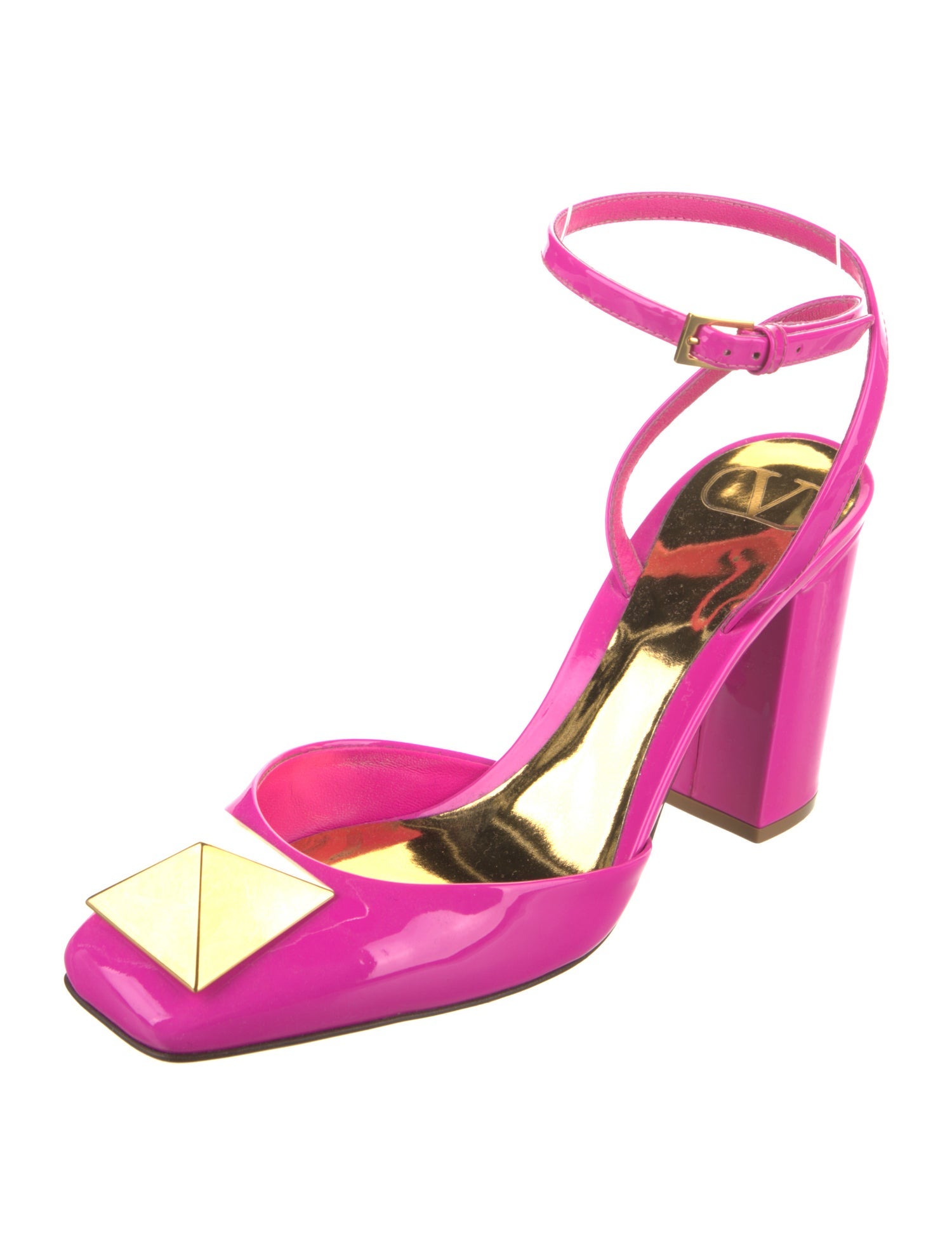 Valentino Rockstud Accents Patent Leather Slingback Pumps