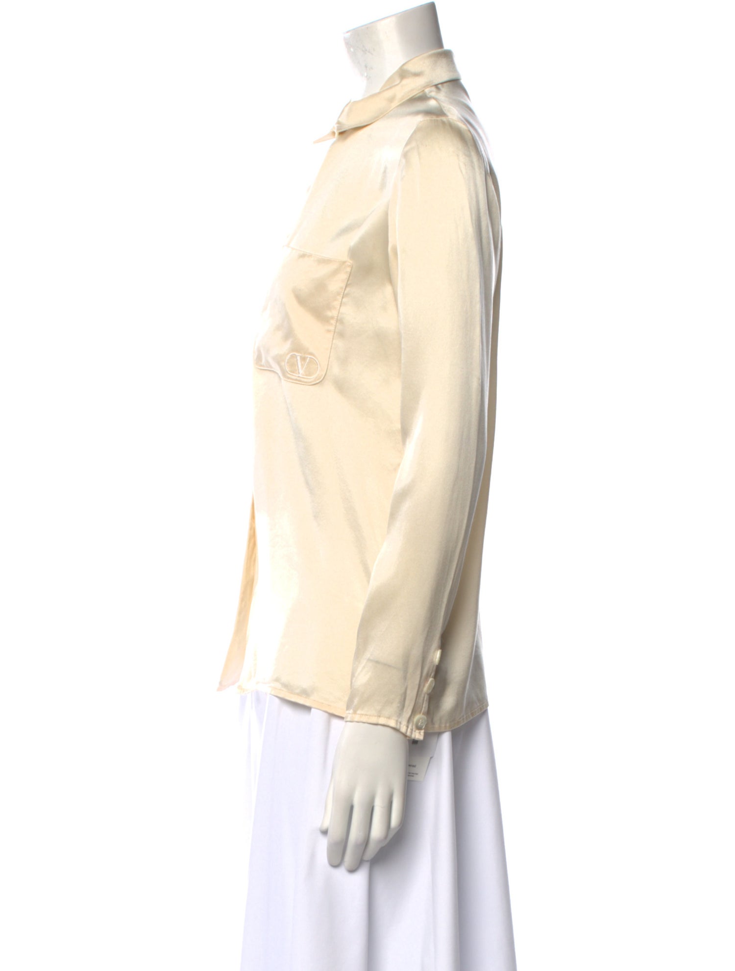 Valentino Silk Long Sleeve Button-Up Top