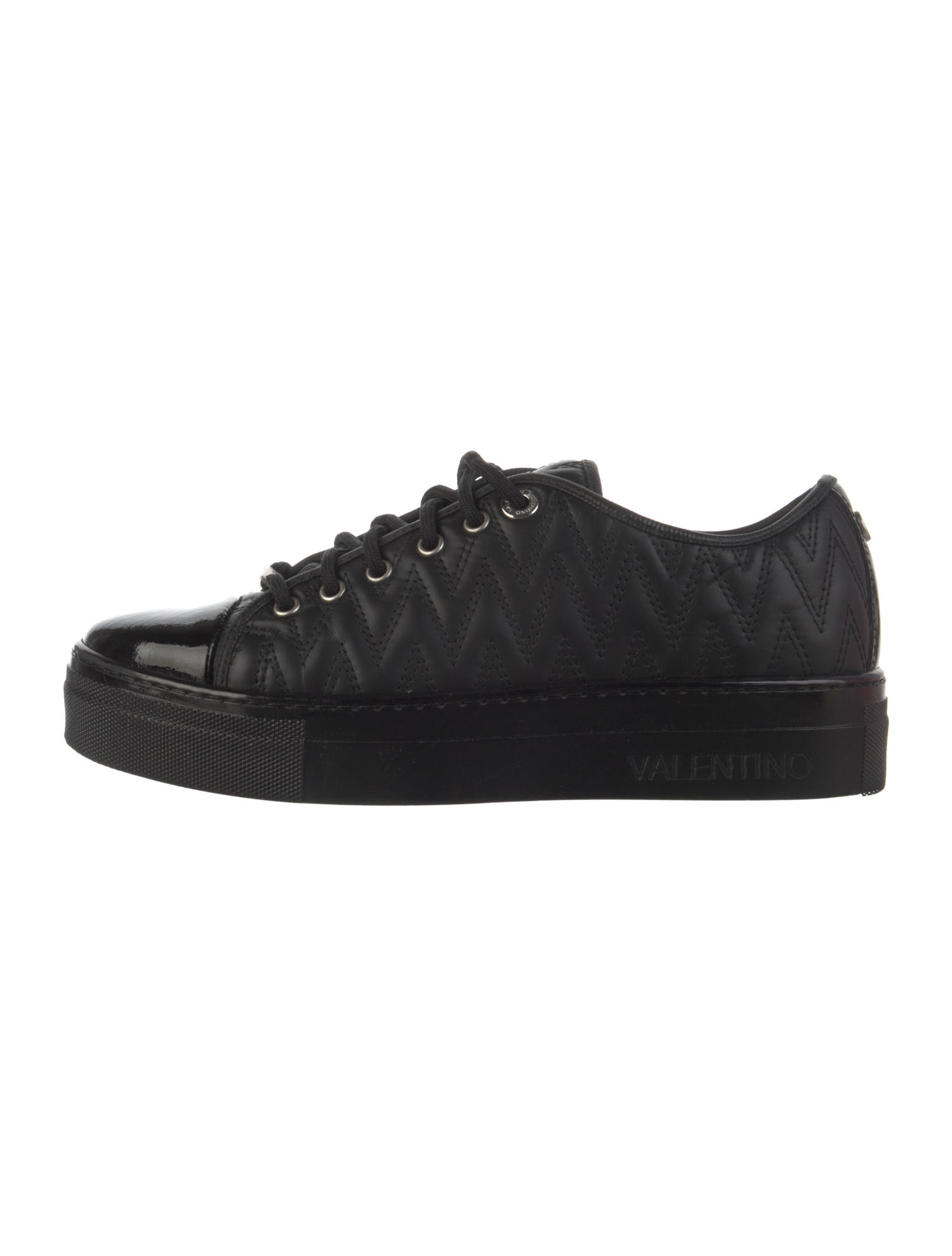 Valentino Rockstud Accents Patent Leather Sneakers