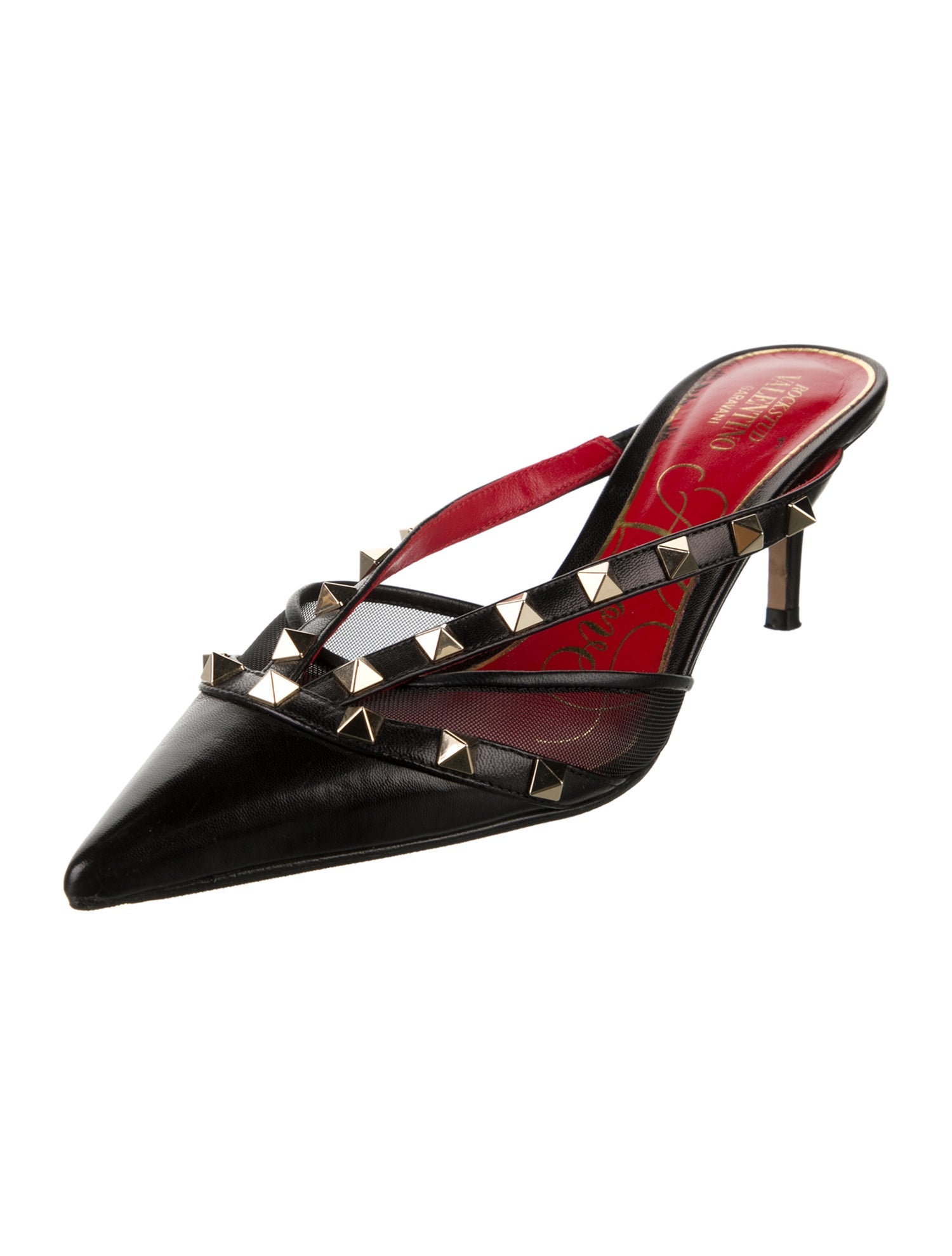 Valentino Rockstud Accents Leather Mules