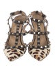 Valentino Rockstud Accents Ponyhair T-Strap Pumps