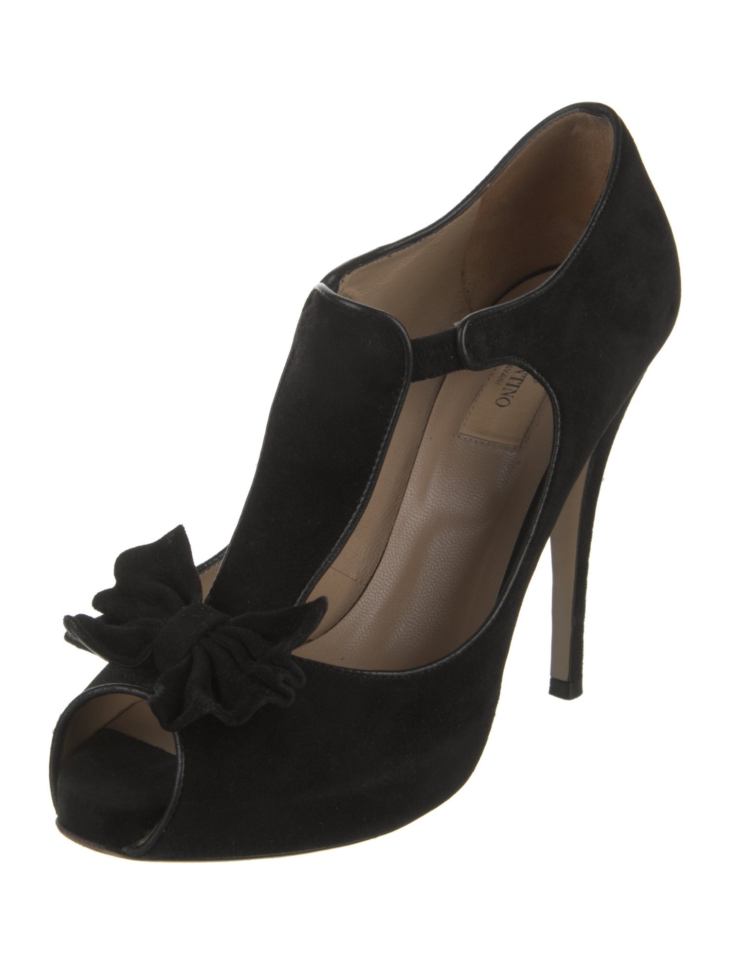 Valentino Suede Bow Accents Slingback Sandals