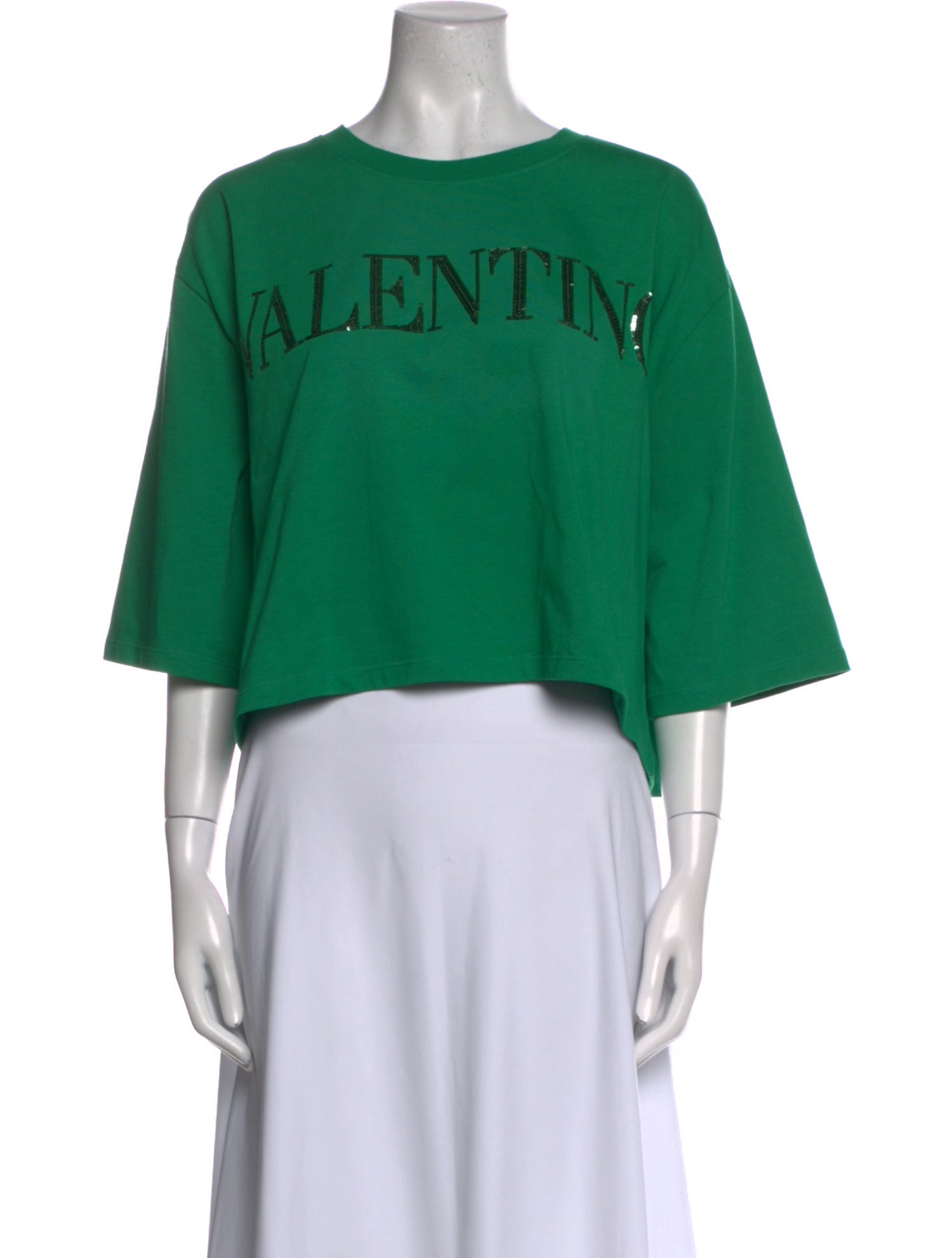 Valentino Graphic Print Crew Neck Crop Top