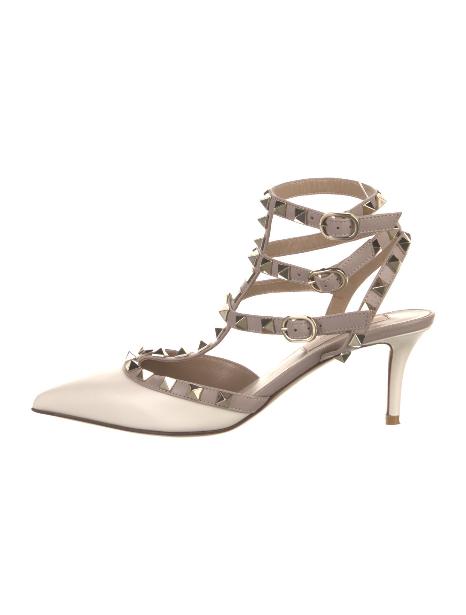Valentino Rockstud Accents Patent Leather T-Strap Pumps
