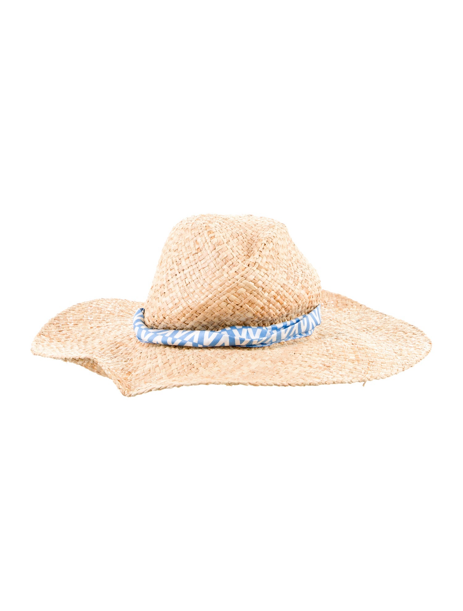 Valentino Neutral Pattern Printed Woven Straw Sun Hat