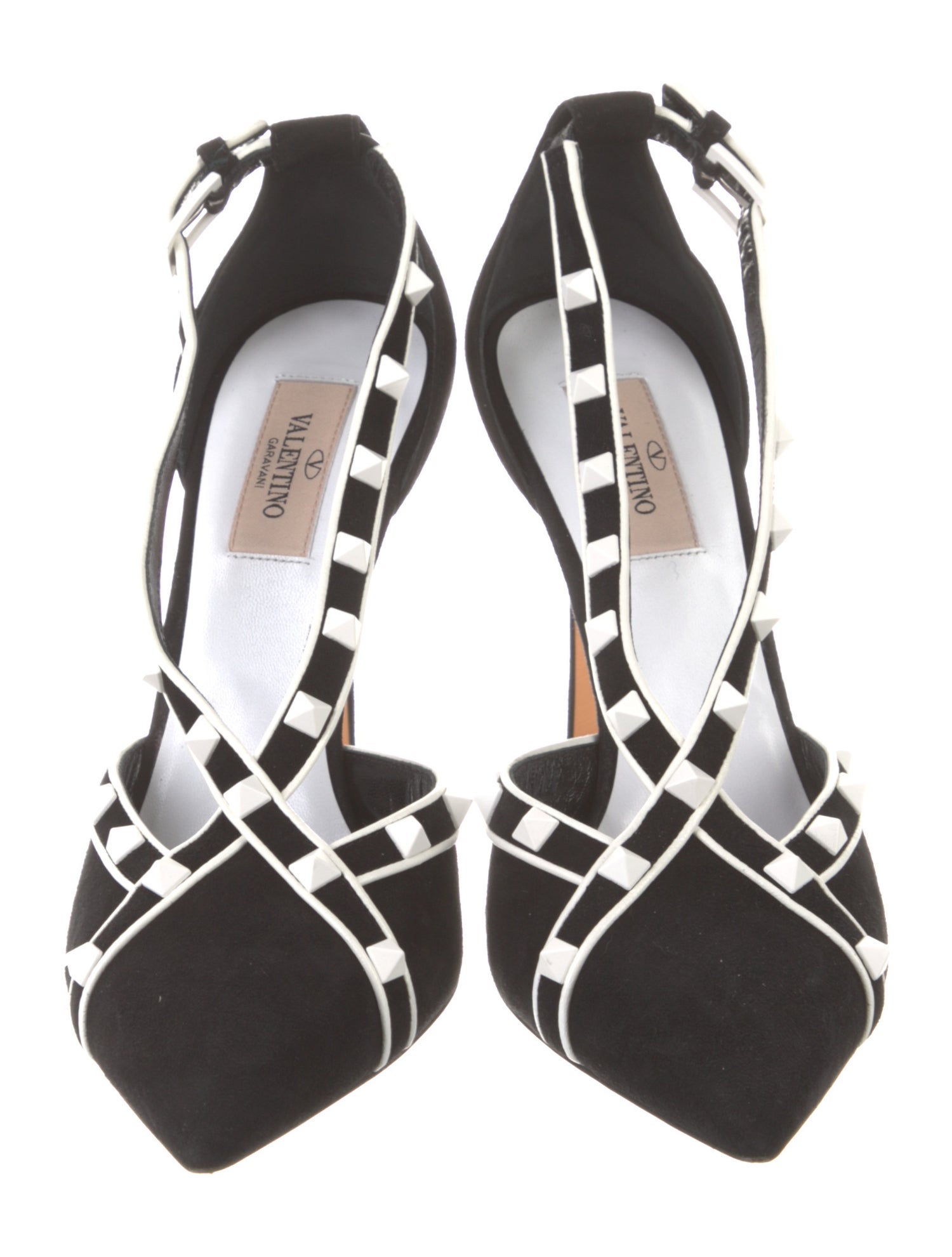 Valentino Rockstud Accents Suede T-Strap Pumps