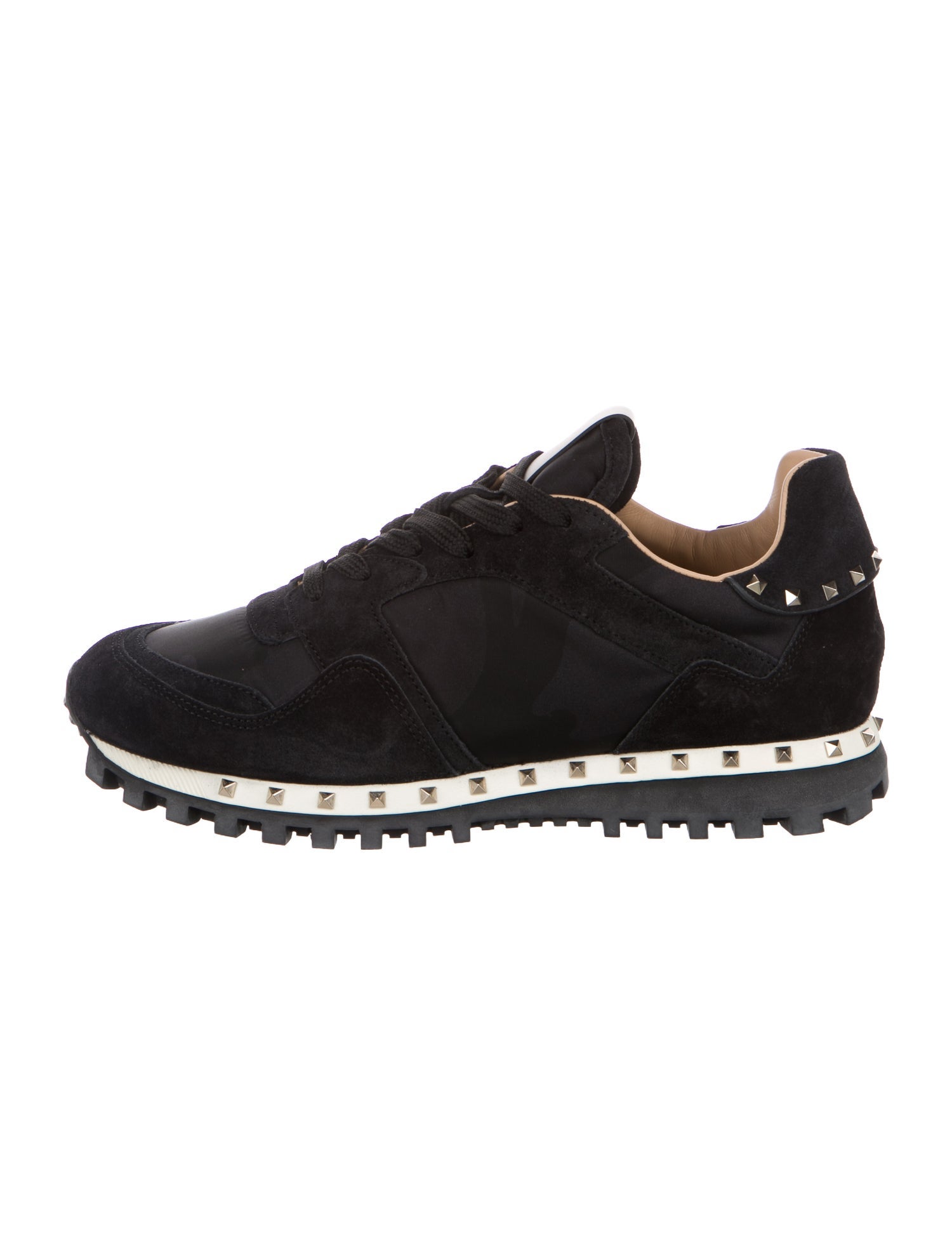 Valentino Rockstud Accents Suede Sneakers