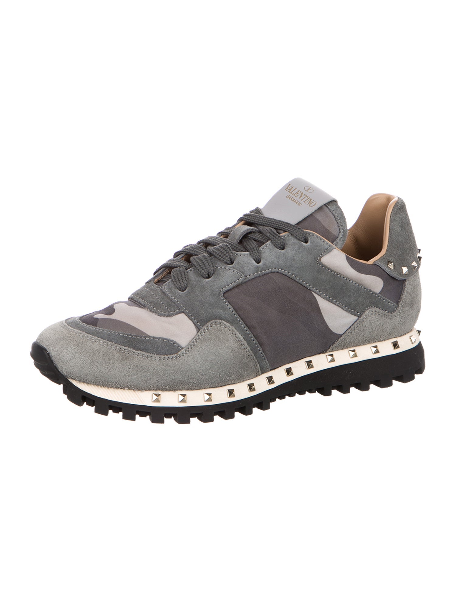 Valentino Rockstud Accents Suede Sneakers