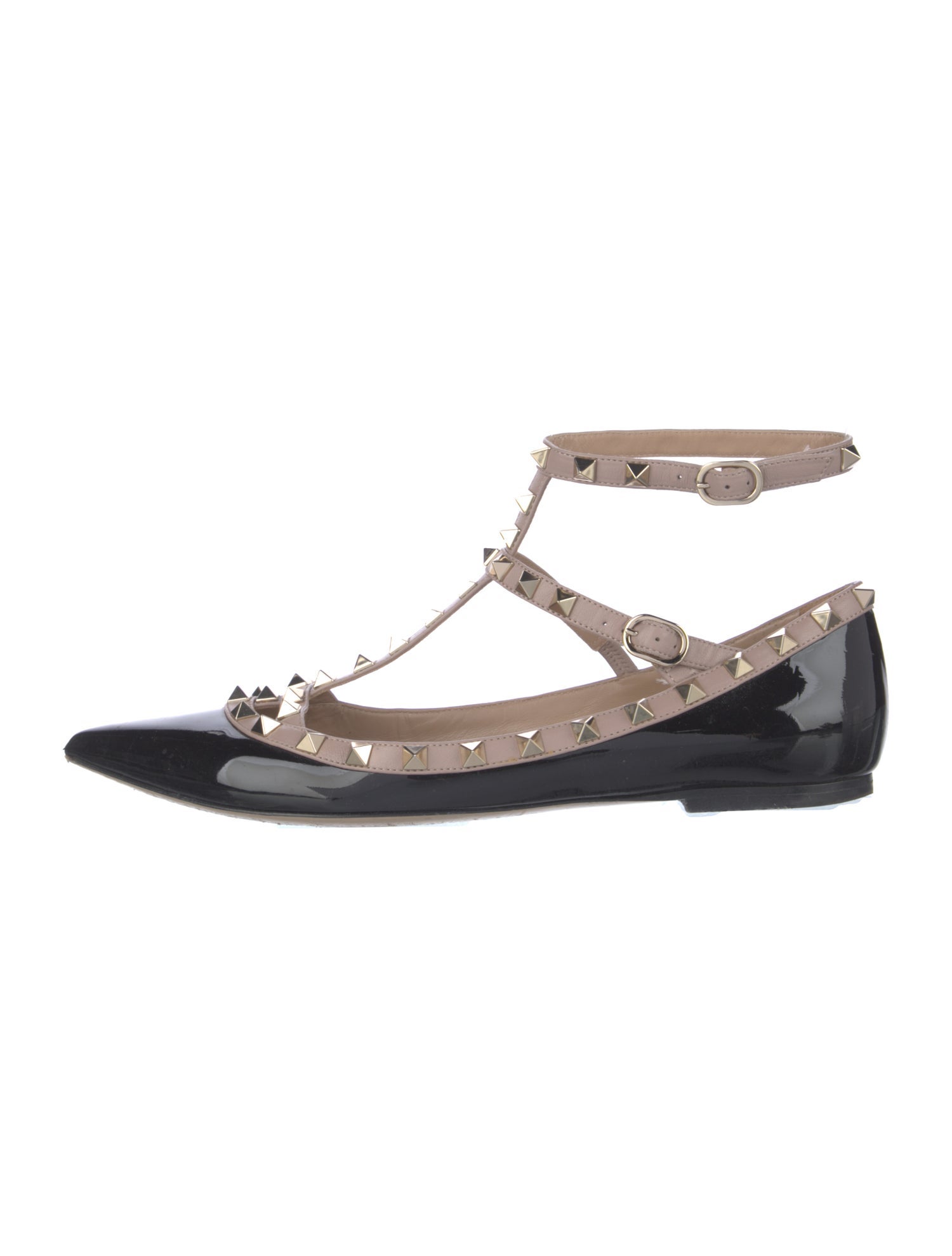 Valentino Rockstud Accents Patent Leather Flats