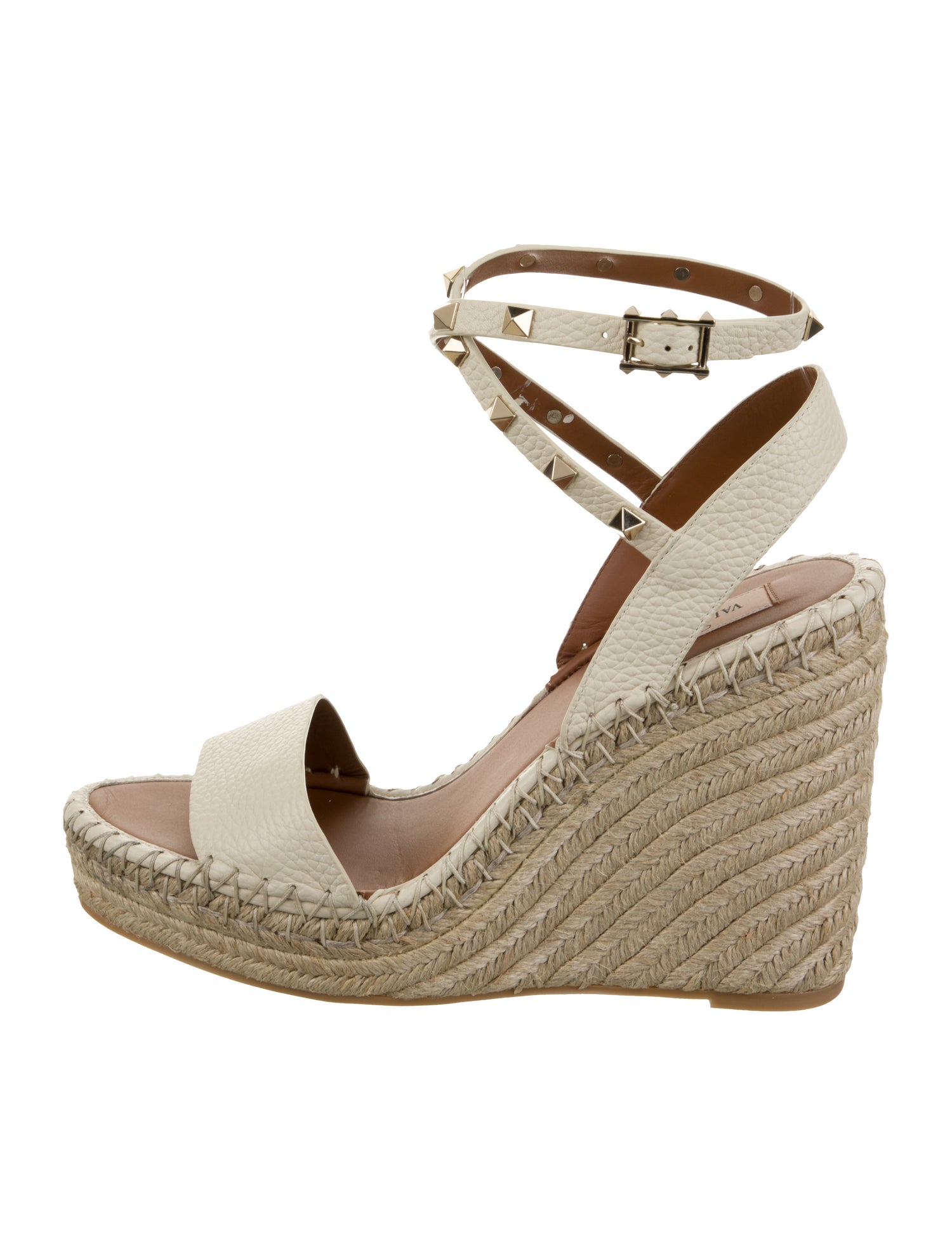 Valentino Leather Studded Accents Espadrilles