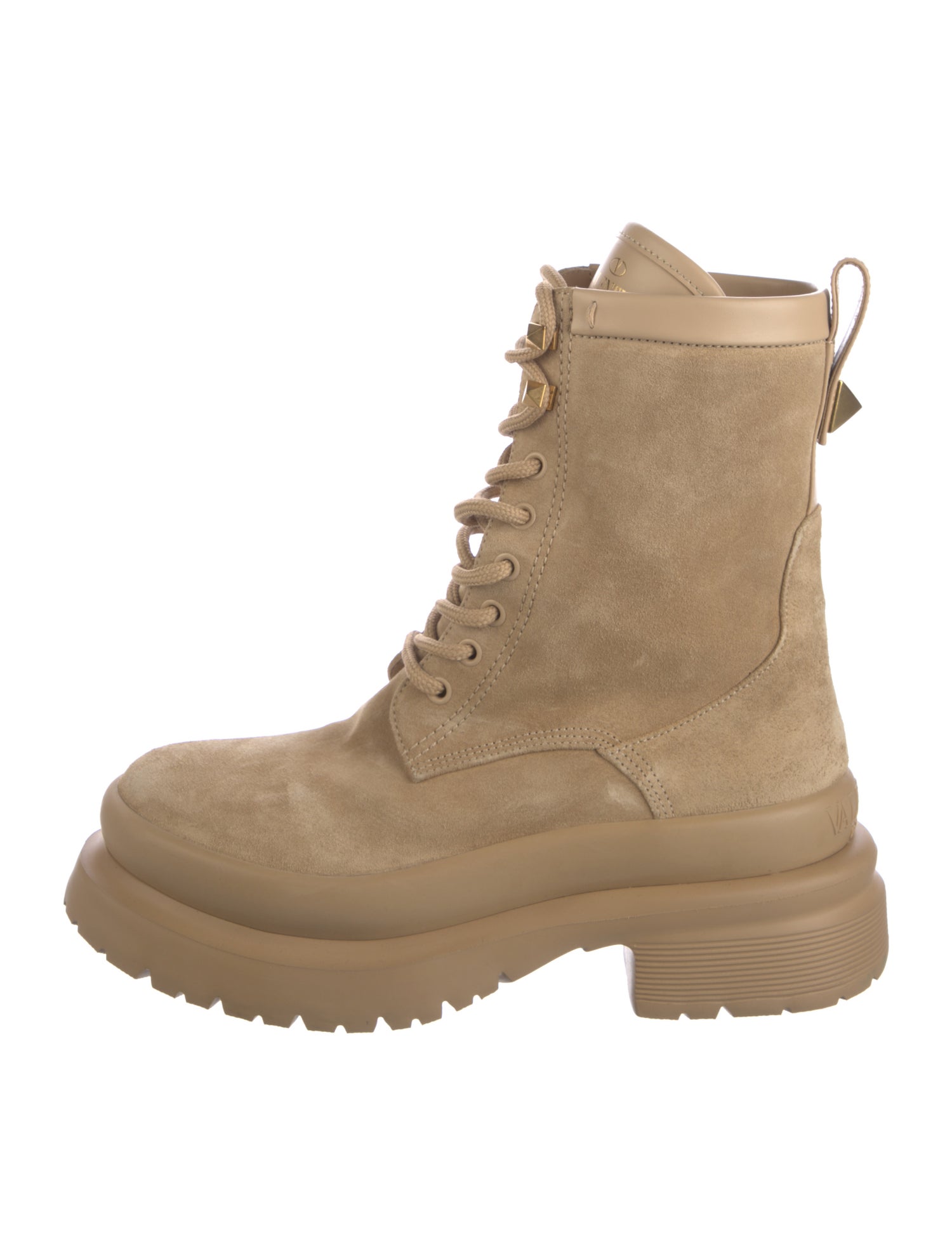 Valentino Suede Studded Accents Combat Boots