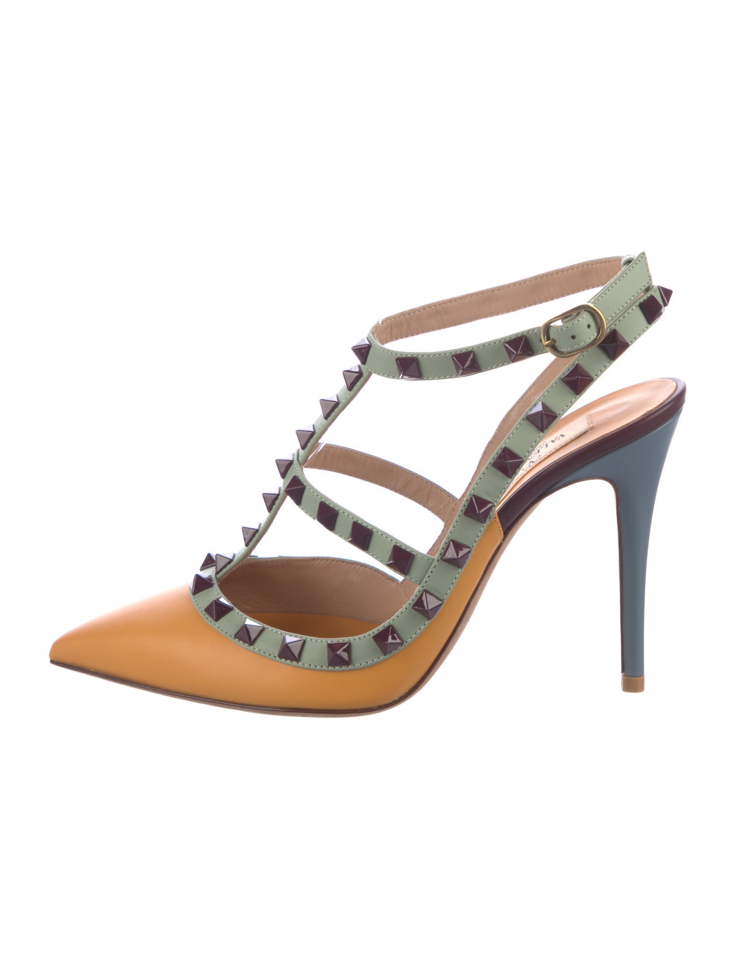 Valentino Rockstud Accents Leather T-Strap Pumps