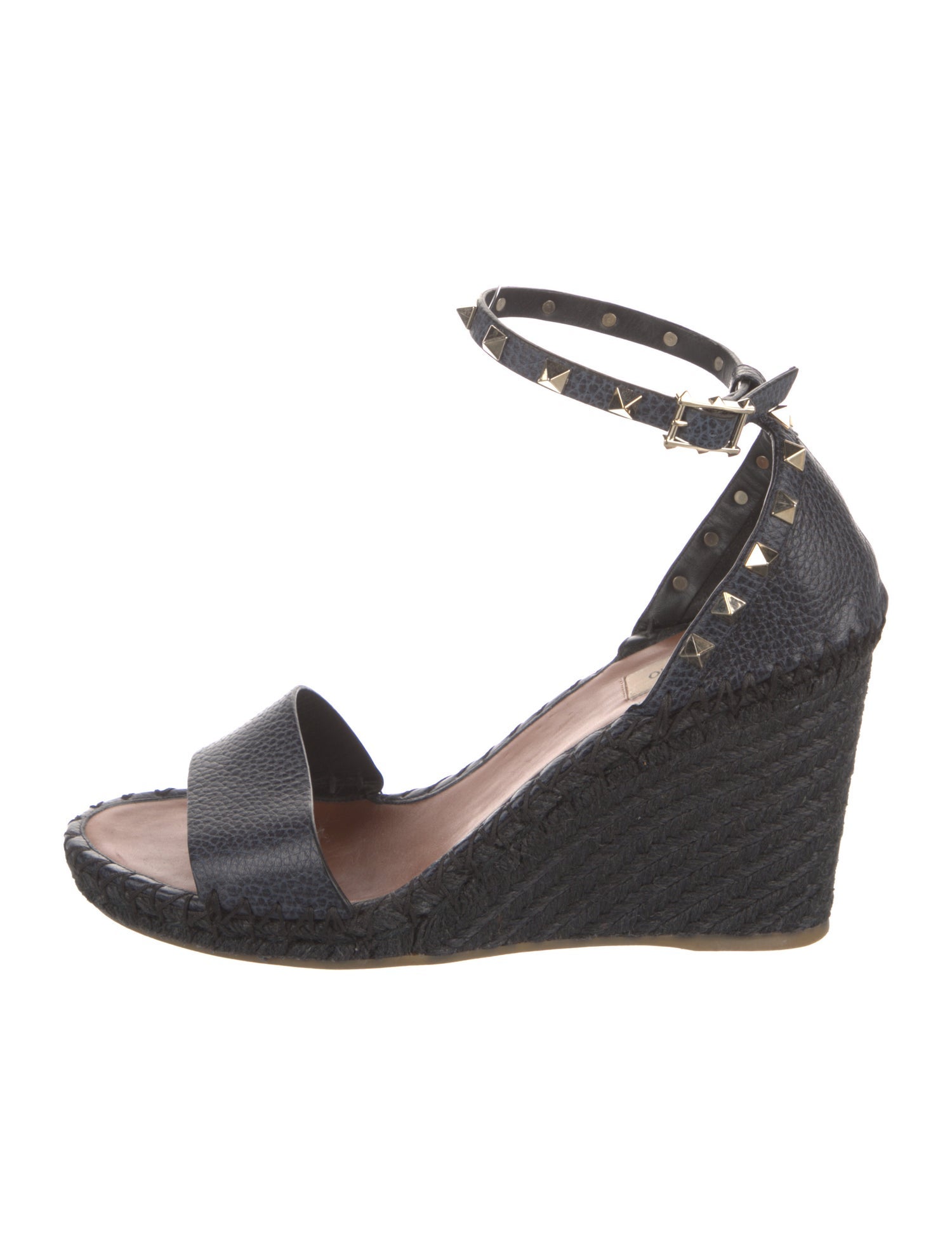 Valentino Rockstud Accents Leather Espadrilles