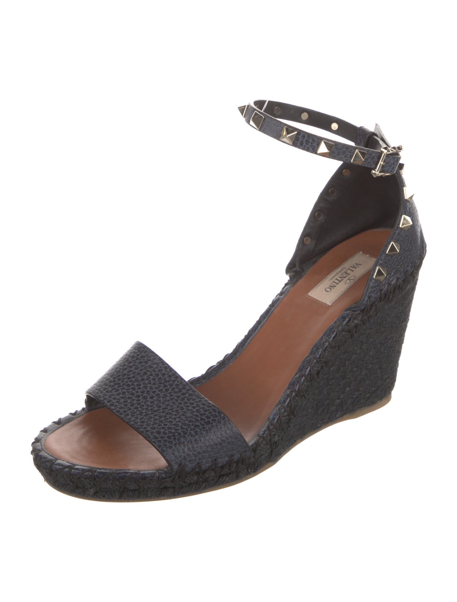 Valentino Rockstud Accents Leather Espadrilles