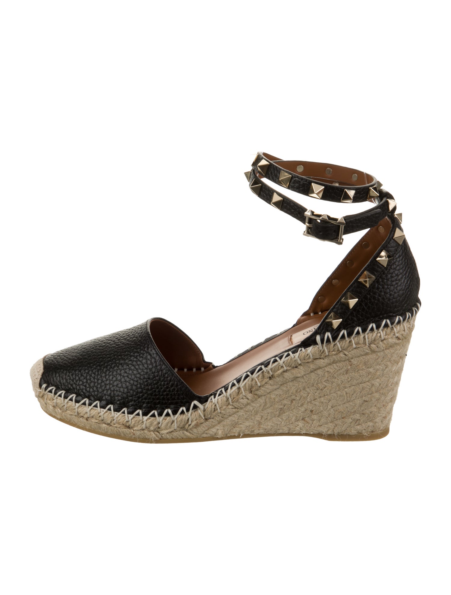 Valentino Leather Studded Accents Espadrilles w/ Tags