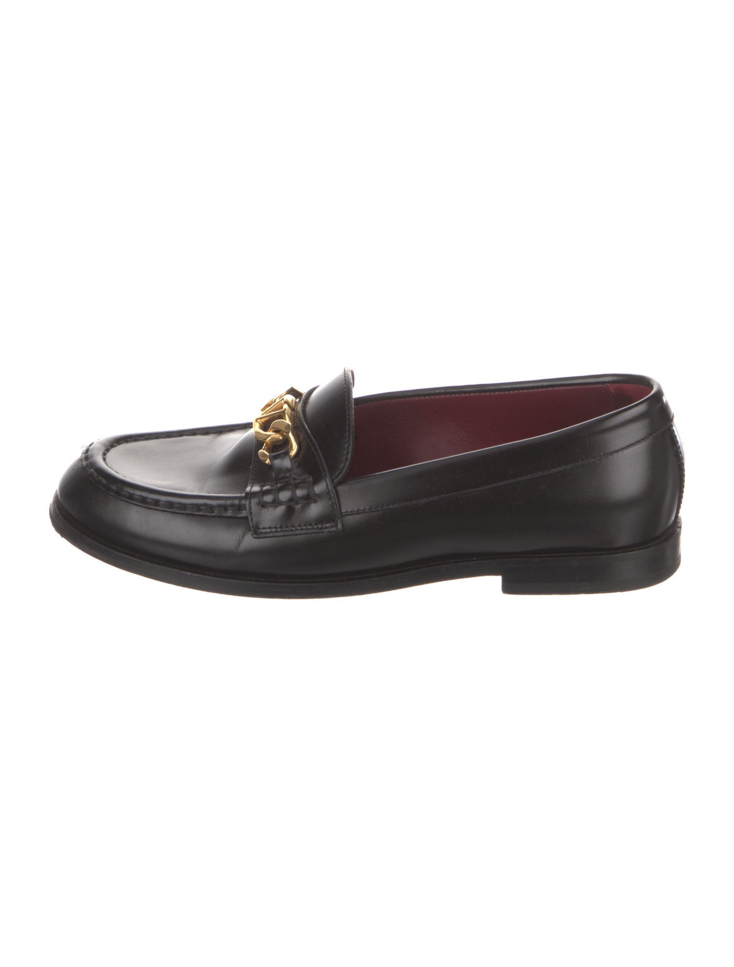 Valentino Leather Chain-Link Accents Loafers