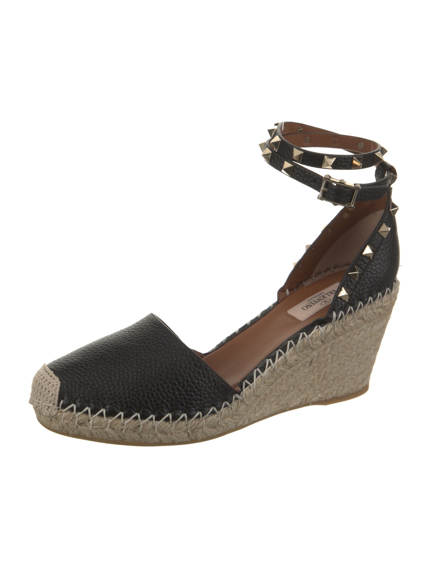 Valentino Leather Studded Accents Espadrilles