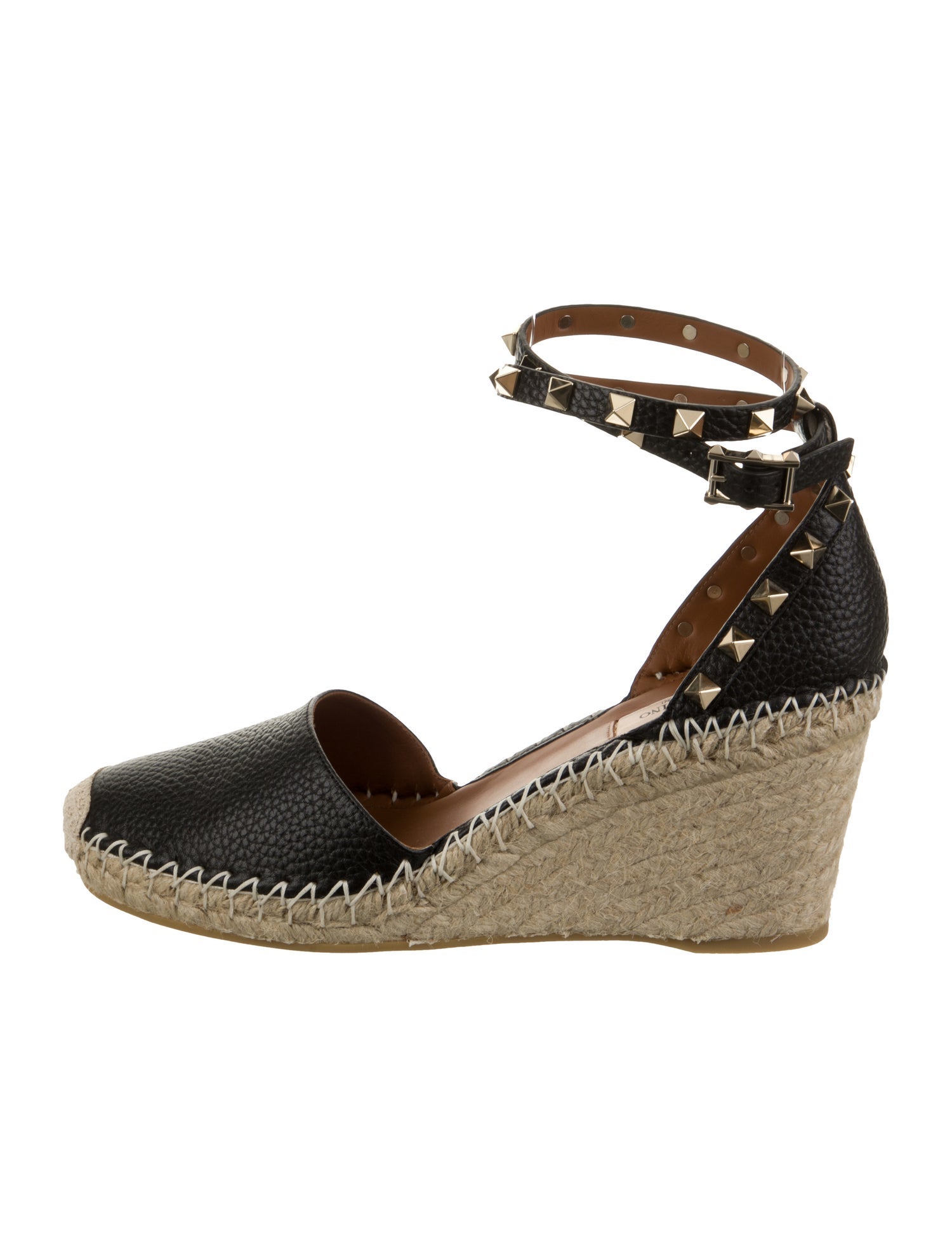 Valentino Leather Studded Accents Espadrilles