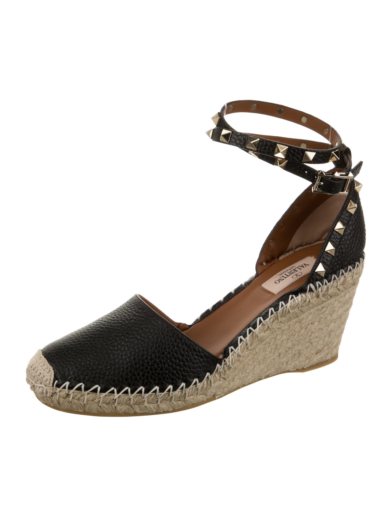 Valentino Leather Studded Accents Espadrilles