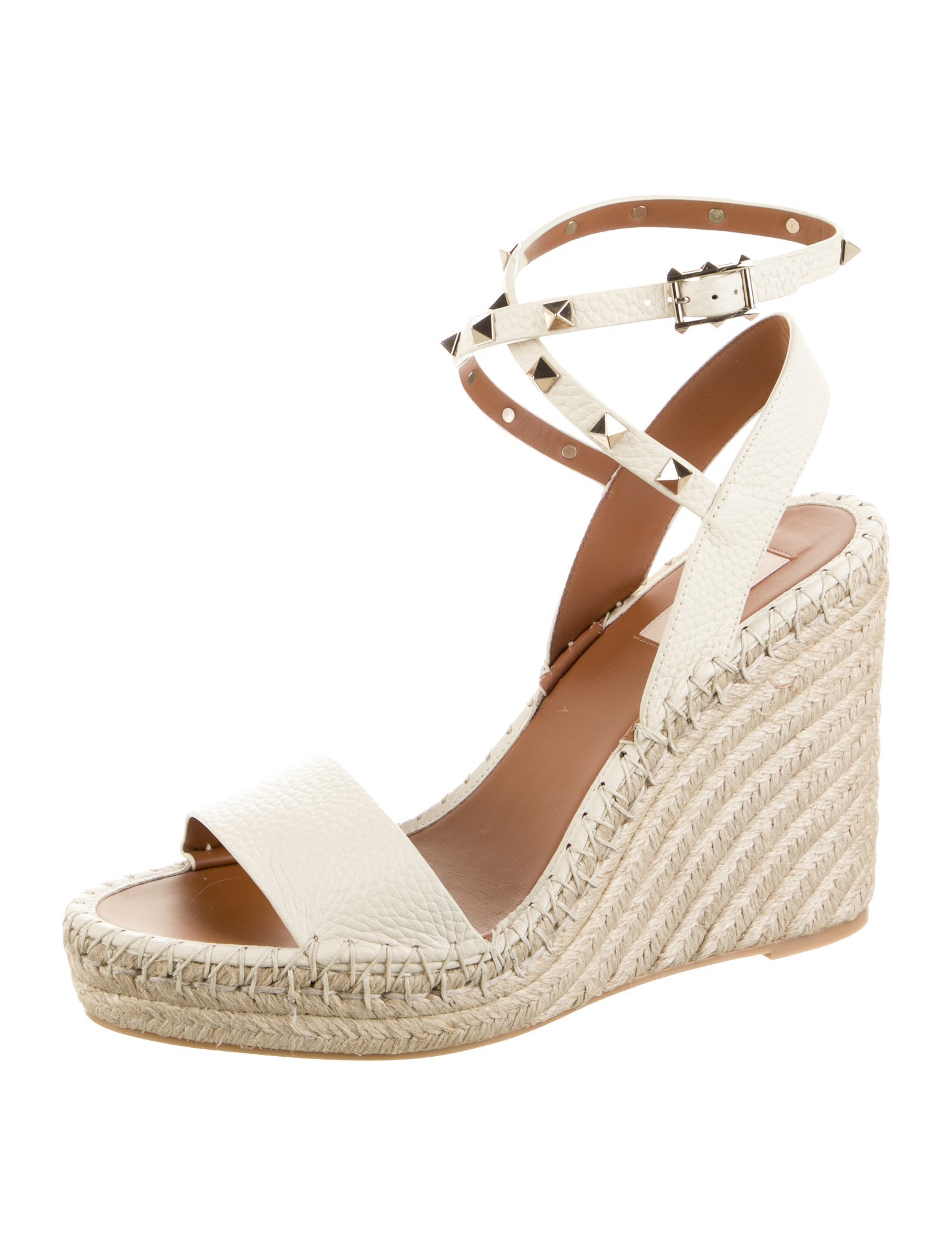 Valentino Leather Studded Accents Espadrilles w/ Tags