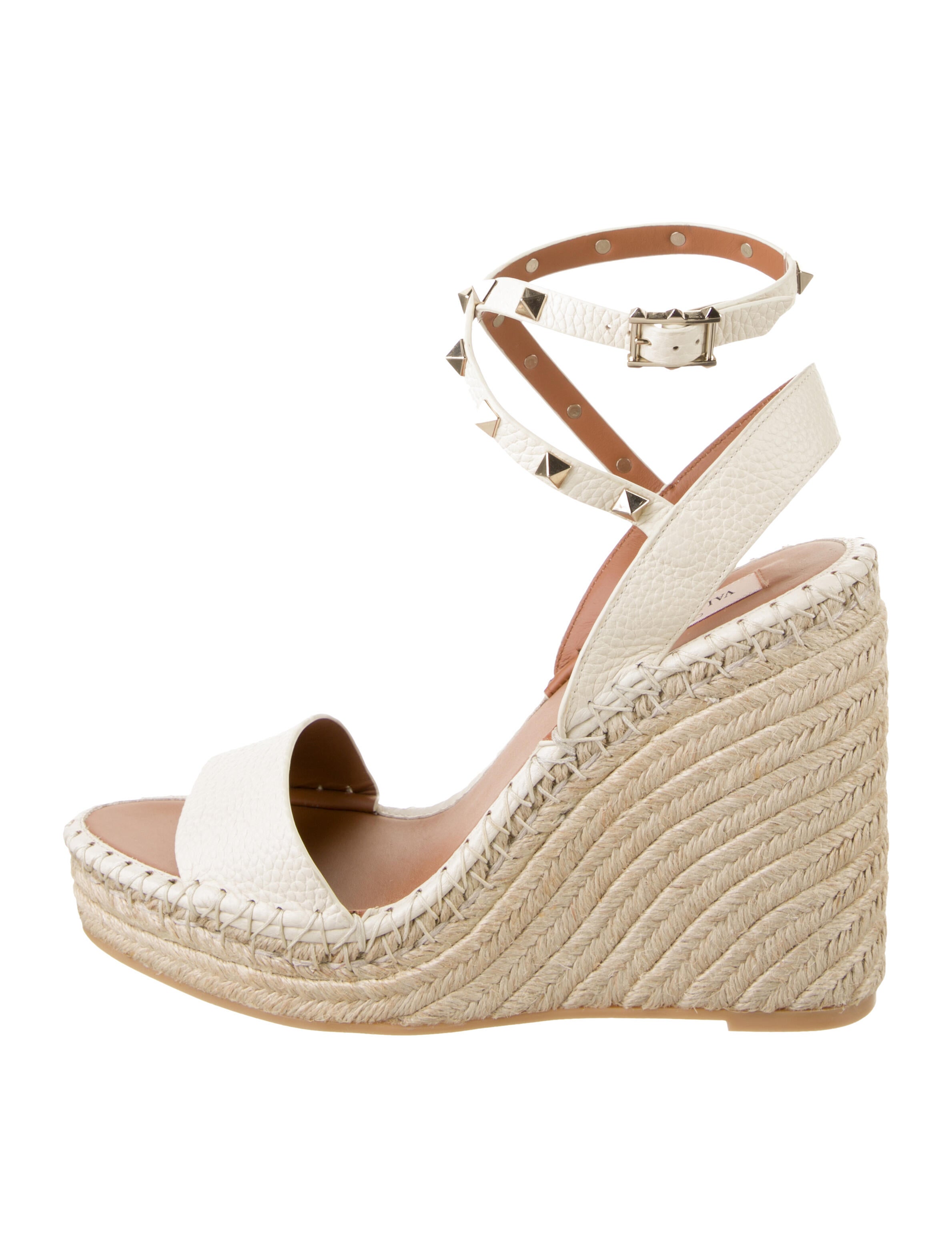 Valentino Rockstud Accents Leather Espadrilles