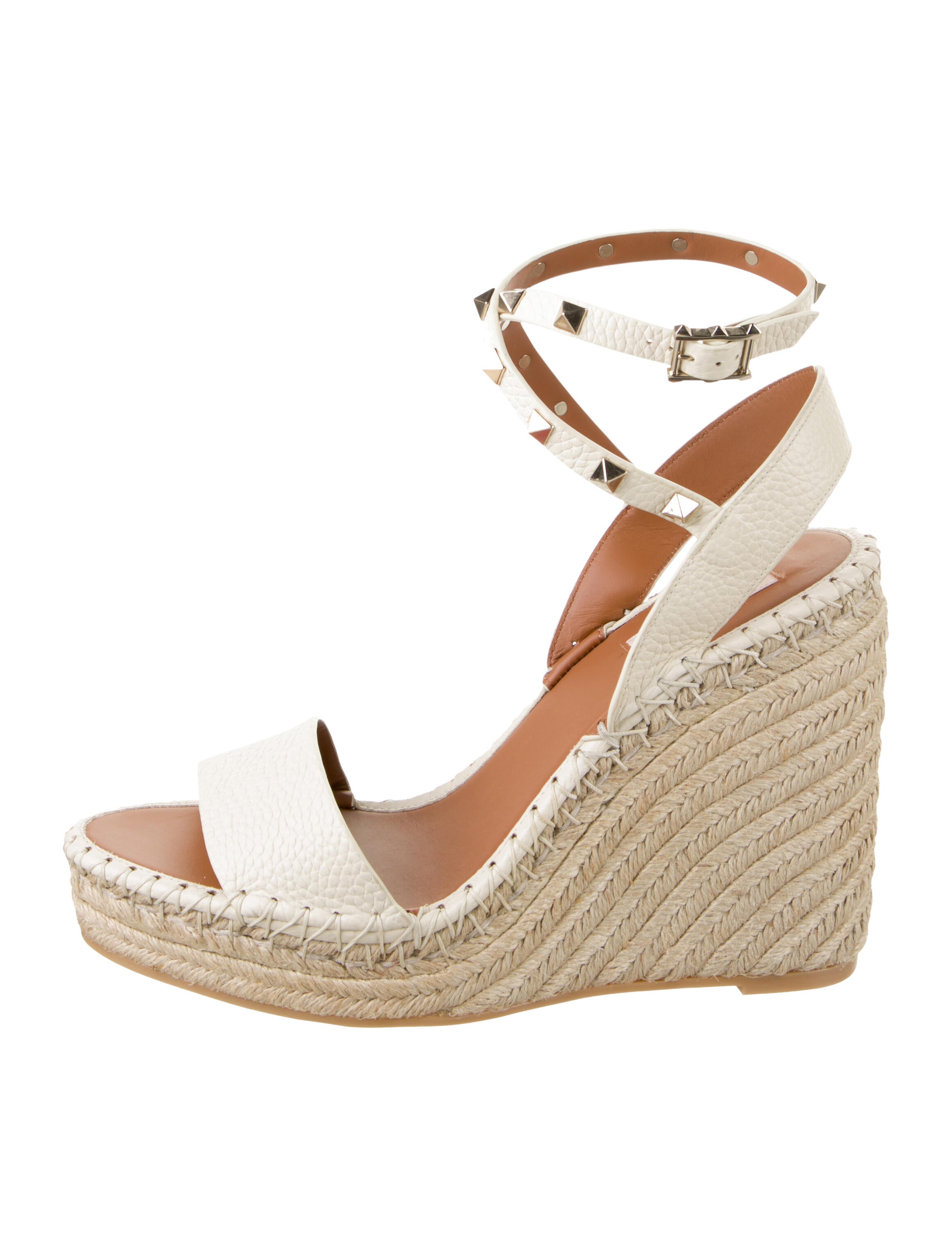 Valentino Rockstud Accents Leather Espadrilles