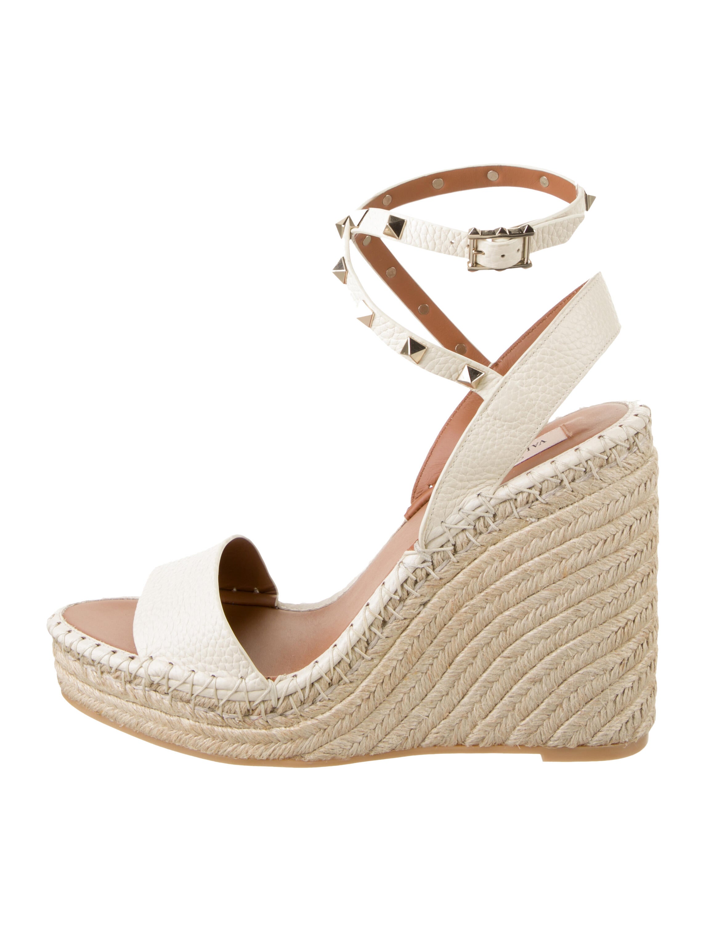 Valentino Rockstud Accents Leather Espadrilles